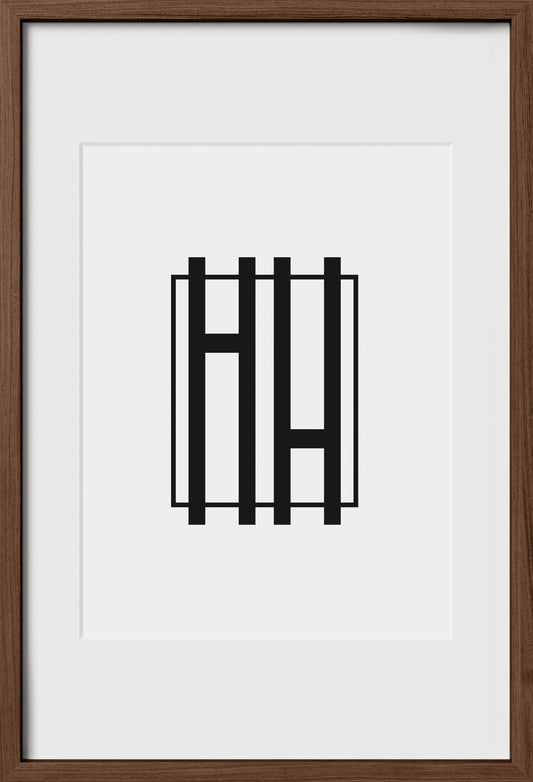 16x24, Walnut Oak Glass Frame