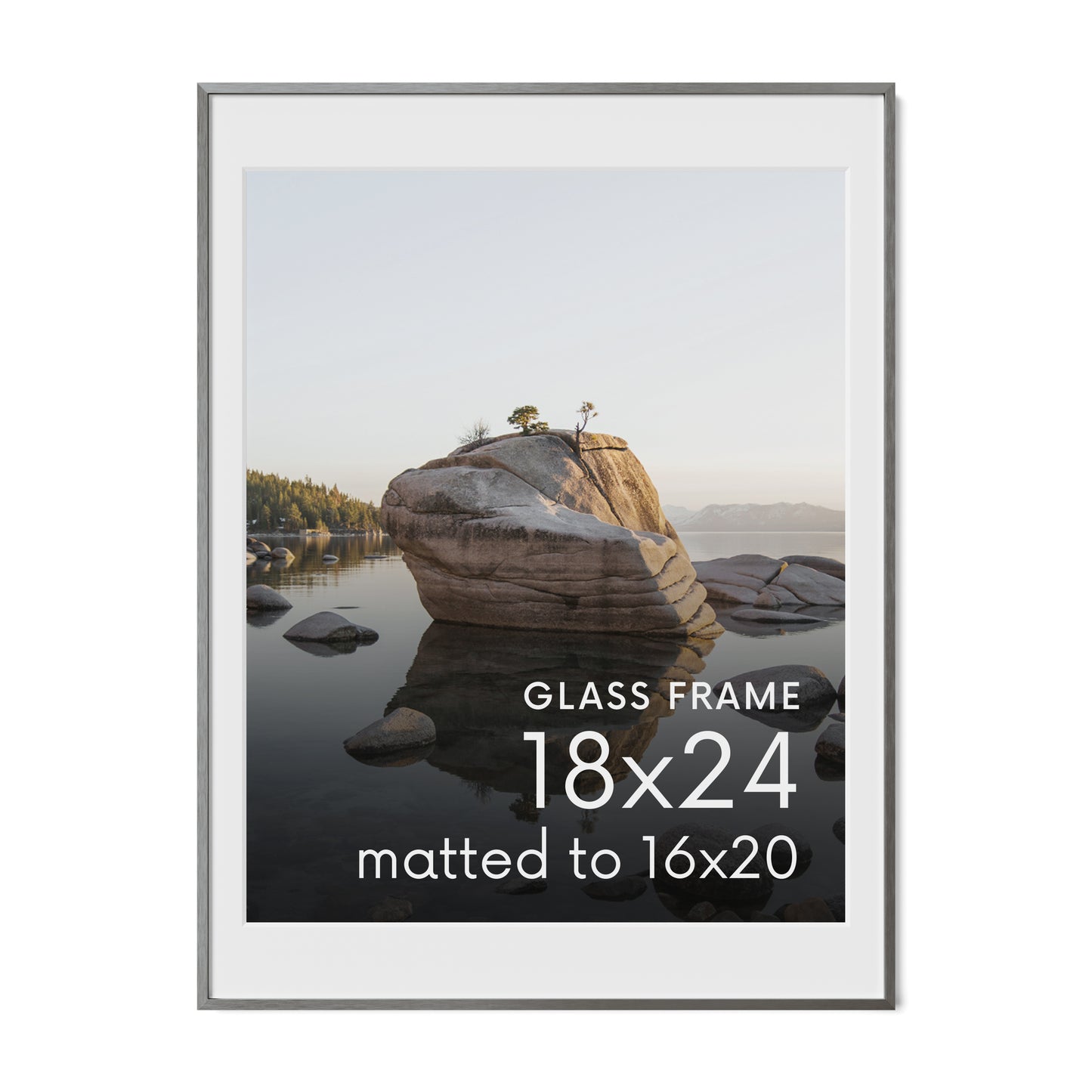 18x24, Gray Aluminum Glass Frame