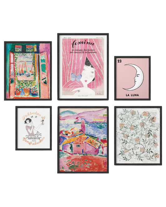 Pink classics gallery wall