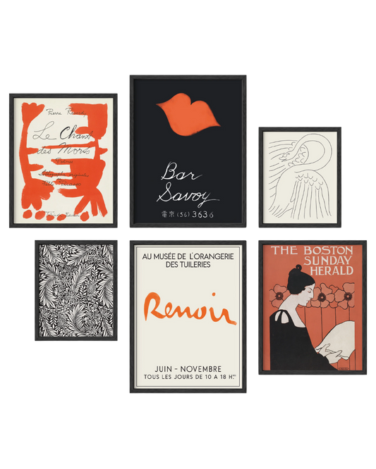 Black and red gallery wall