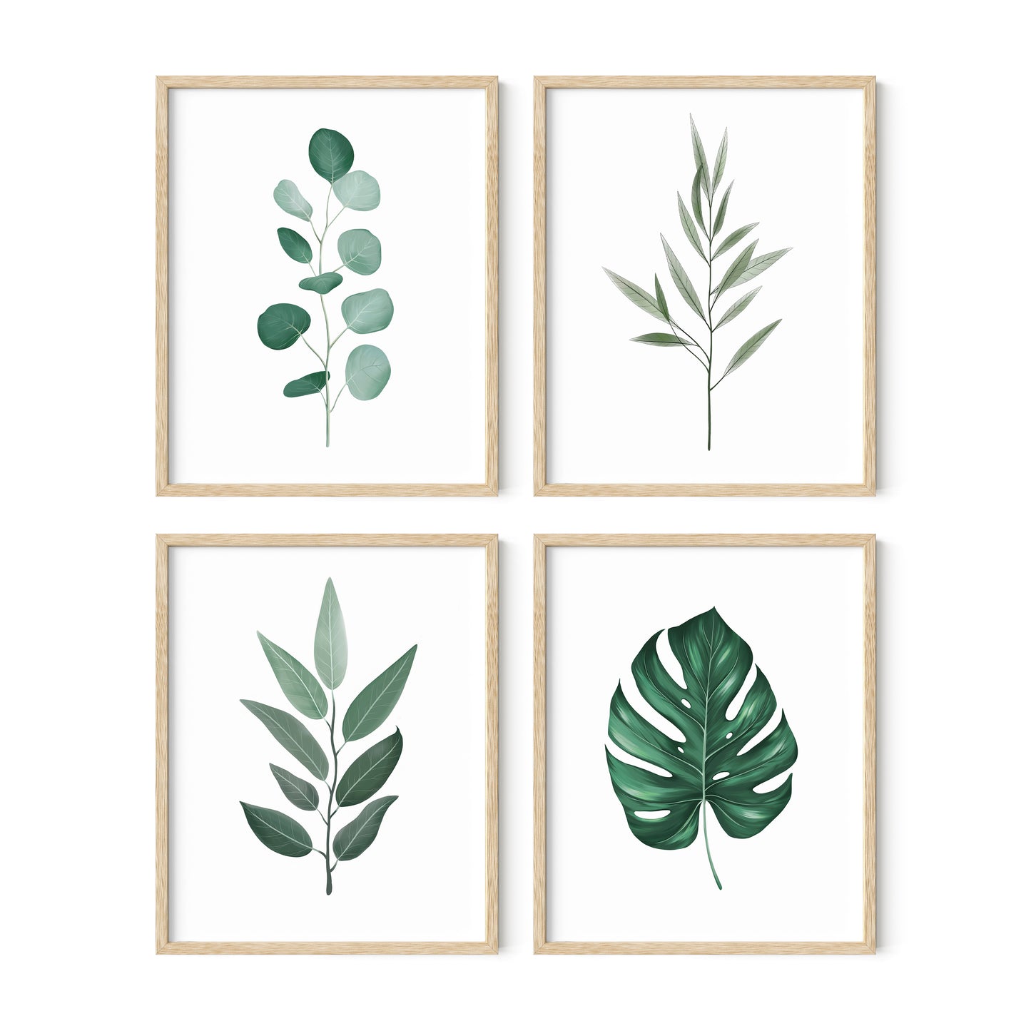 Botanical Wall Art Prints with Frame Set of 4
