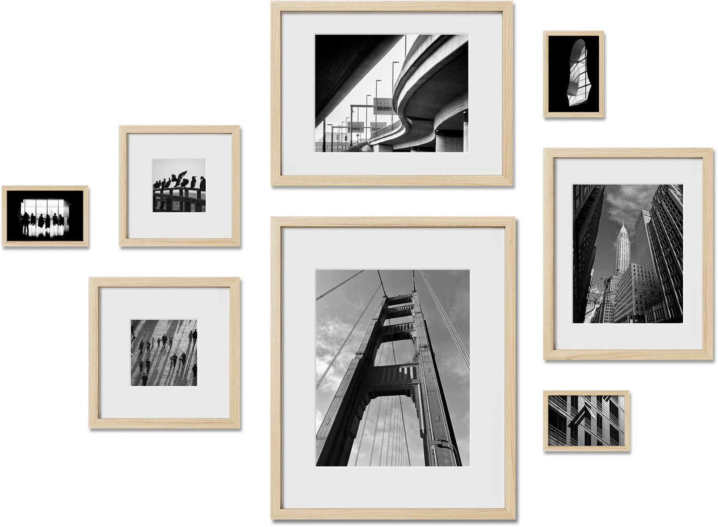 Dover oak frames featuring 5x7, 11x17, 12x16, 8x10 frames, perfect for home gallery, offering plexiglass protection.