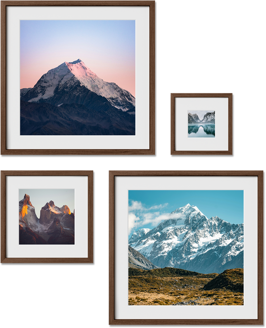 Melrose gallery wall set featuring 18x24, 8x10, 5x7, 9x12 frames, perfect for family photos, offering glass fronts.