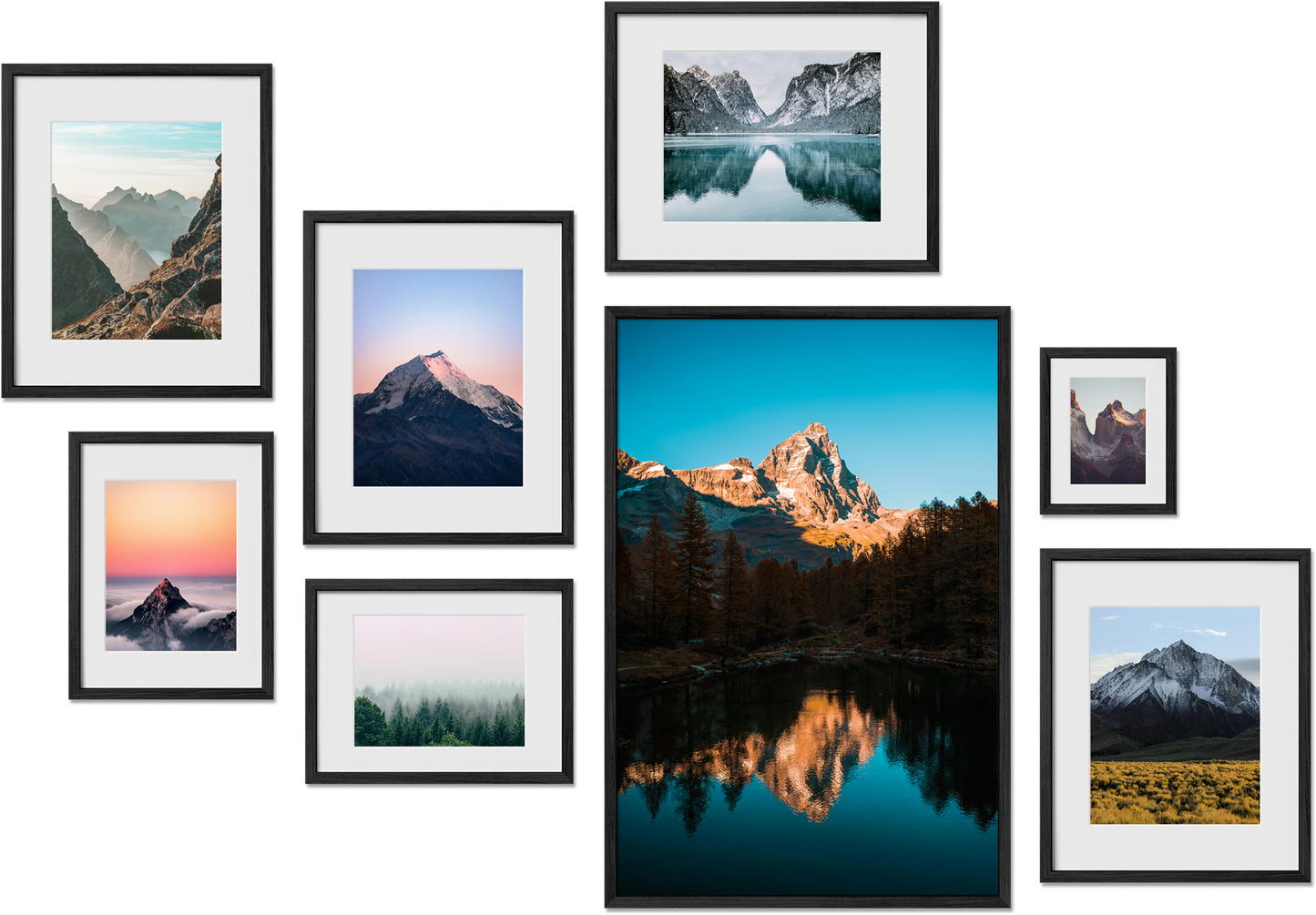 Rye frame collection featuring 11x14, 6x8, 12x16, 8.5x11 frames, perfect for art prints, offering matted options.