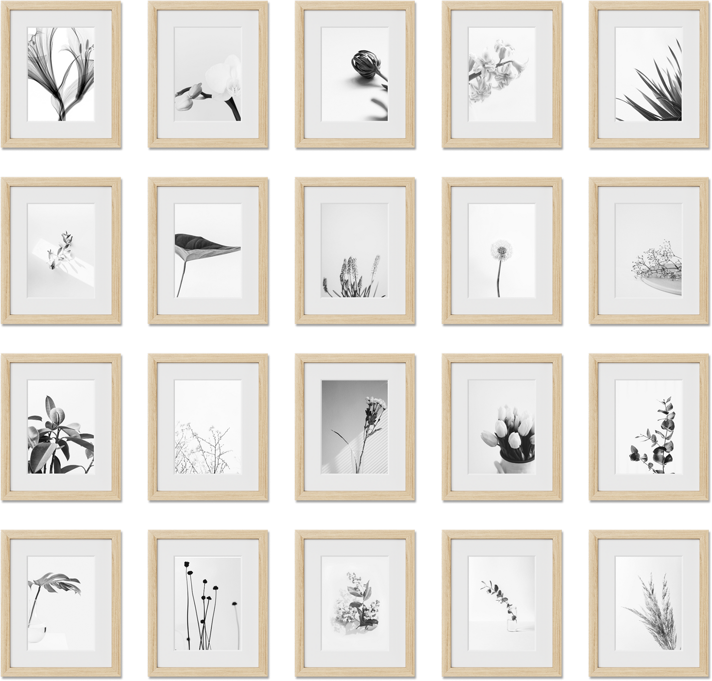 Set of 20 poster frames featuring 24x36, 11x14, 11x17, 12x18 frames, perfect for modern decor, offering glass fronts.