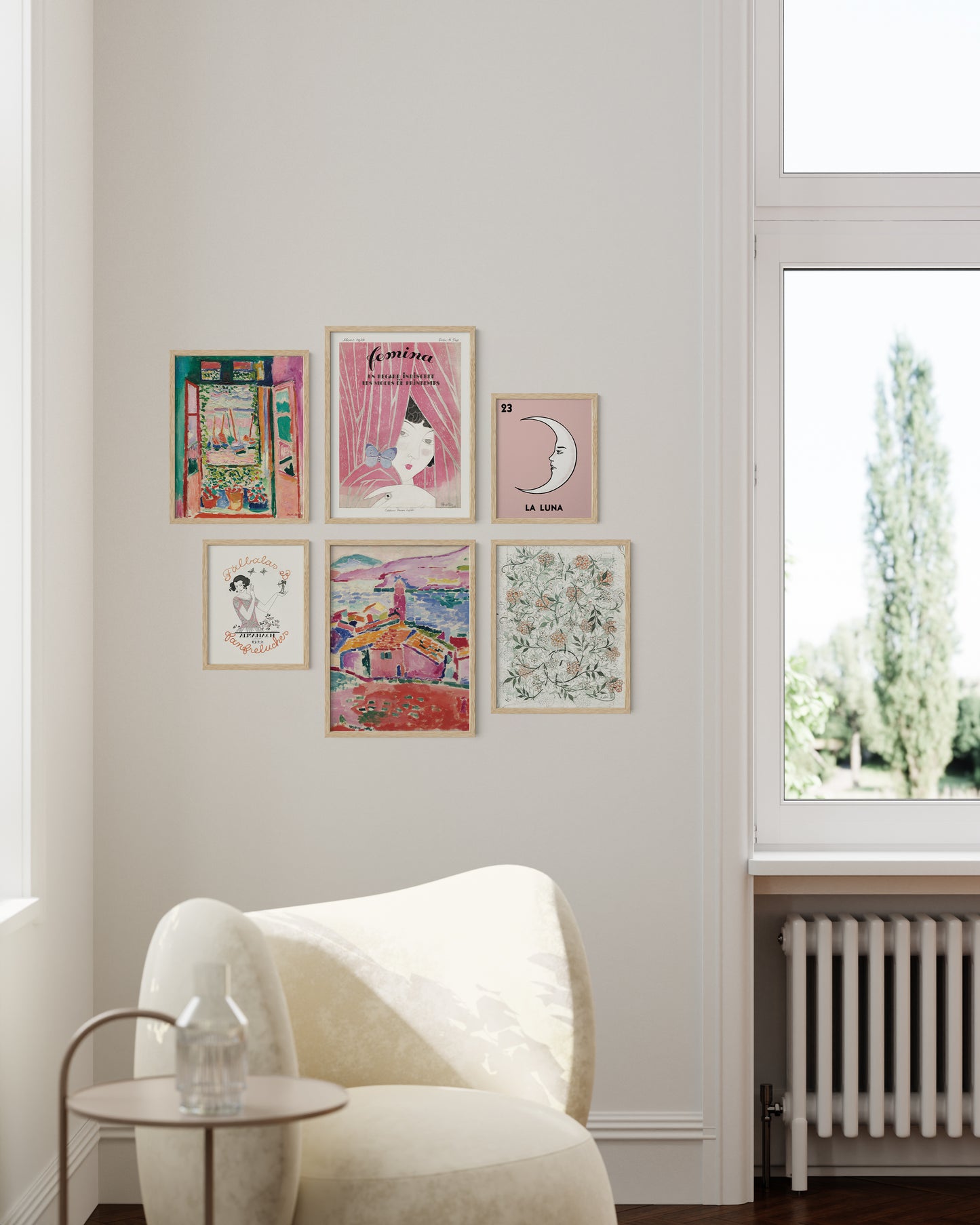 Pink classics gallery wall