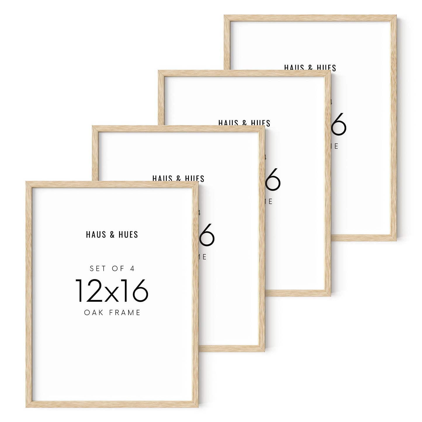 12x16 in, Set of 4, Beige Oak Frame