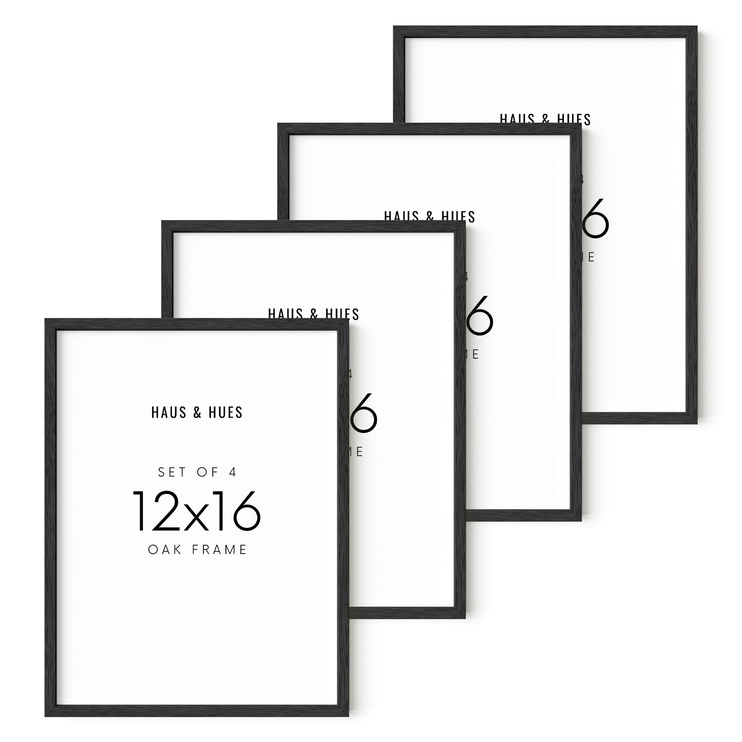 12x16 in, Set of 4, Black Oak Frame
