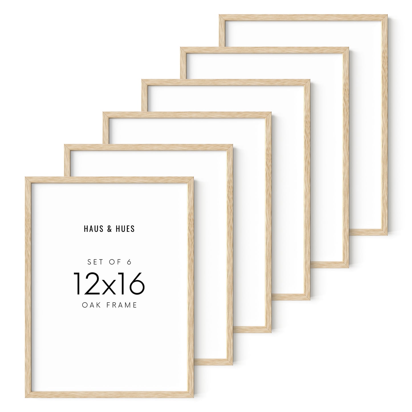12x16 in, Set of 6, Beige Oak Frame