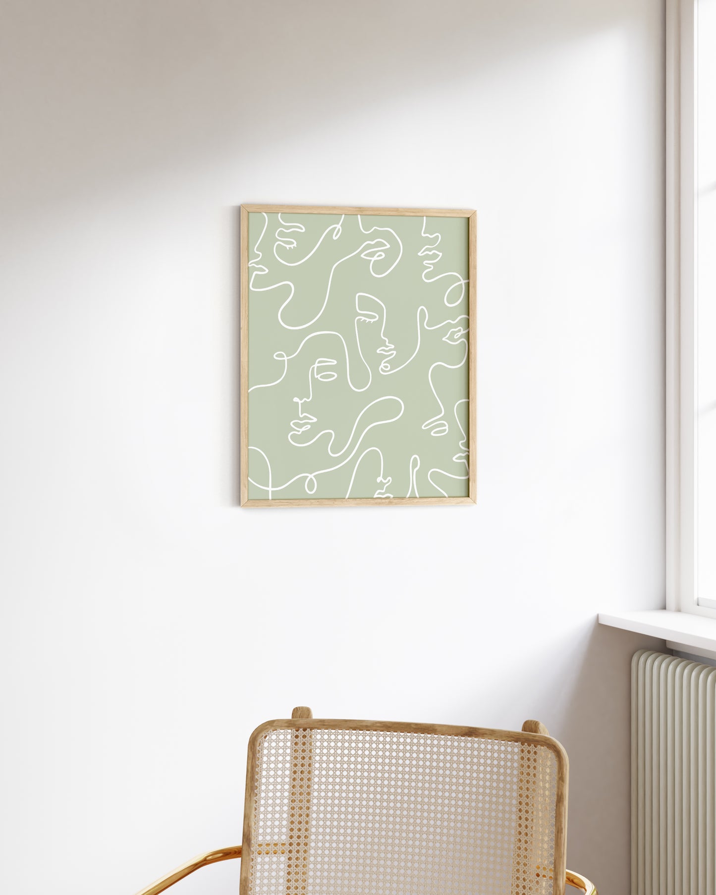 Green abstract faces