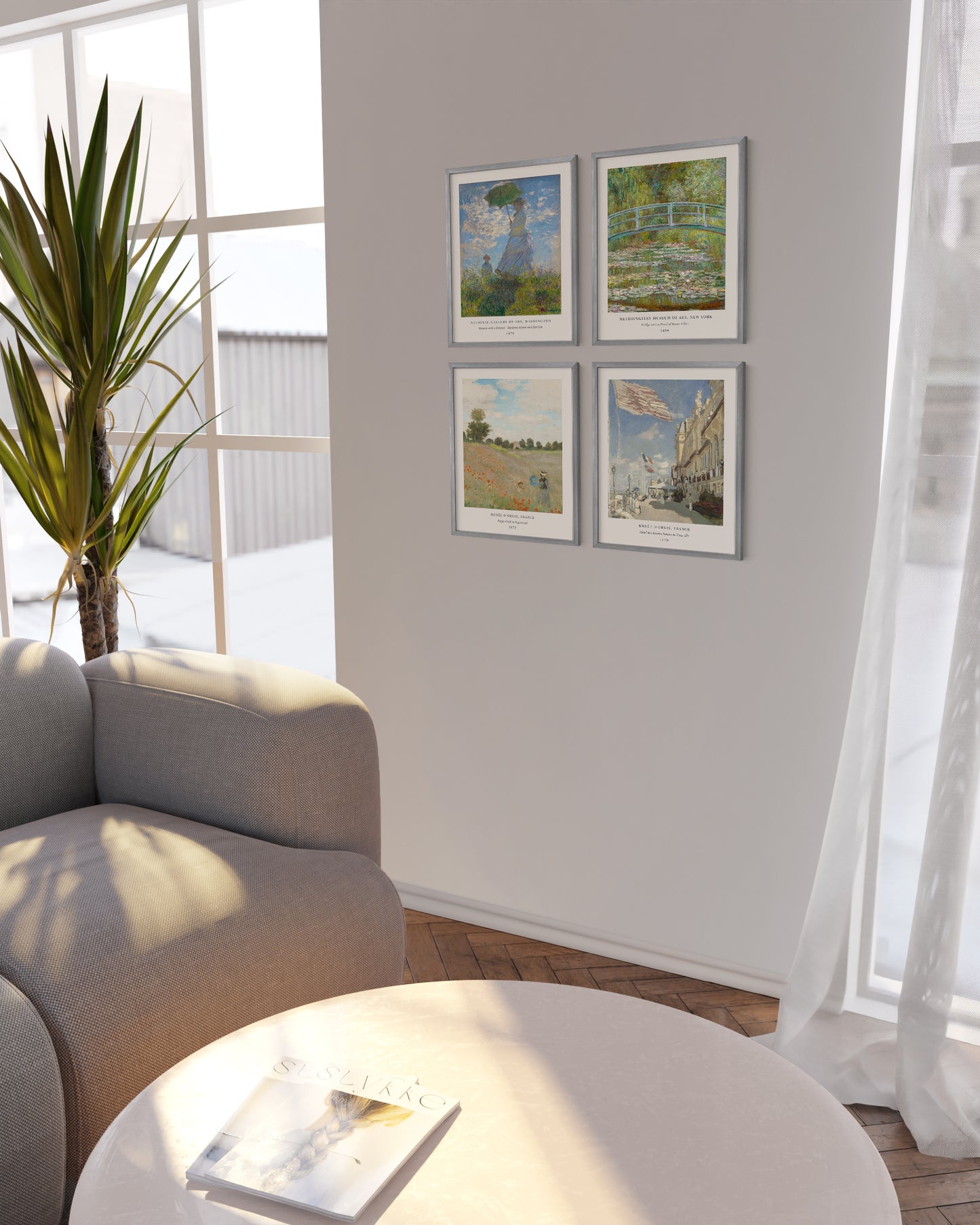 12x16 in, Set of 4, Silver Aluminum