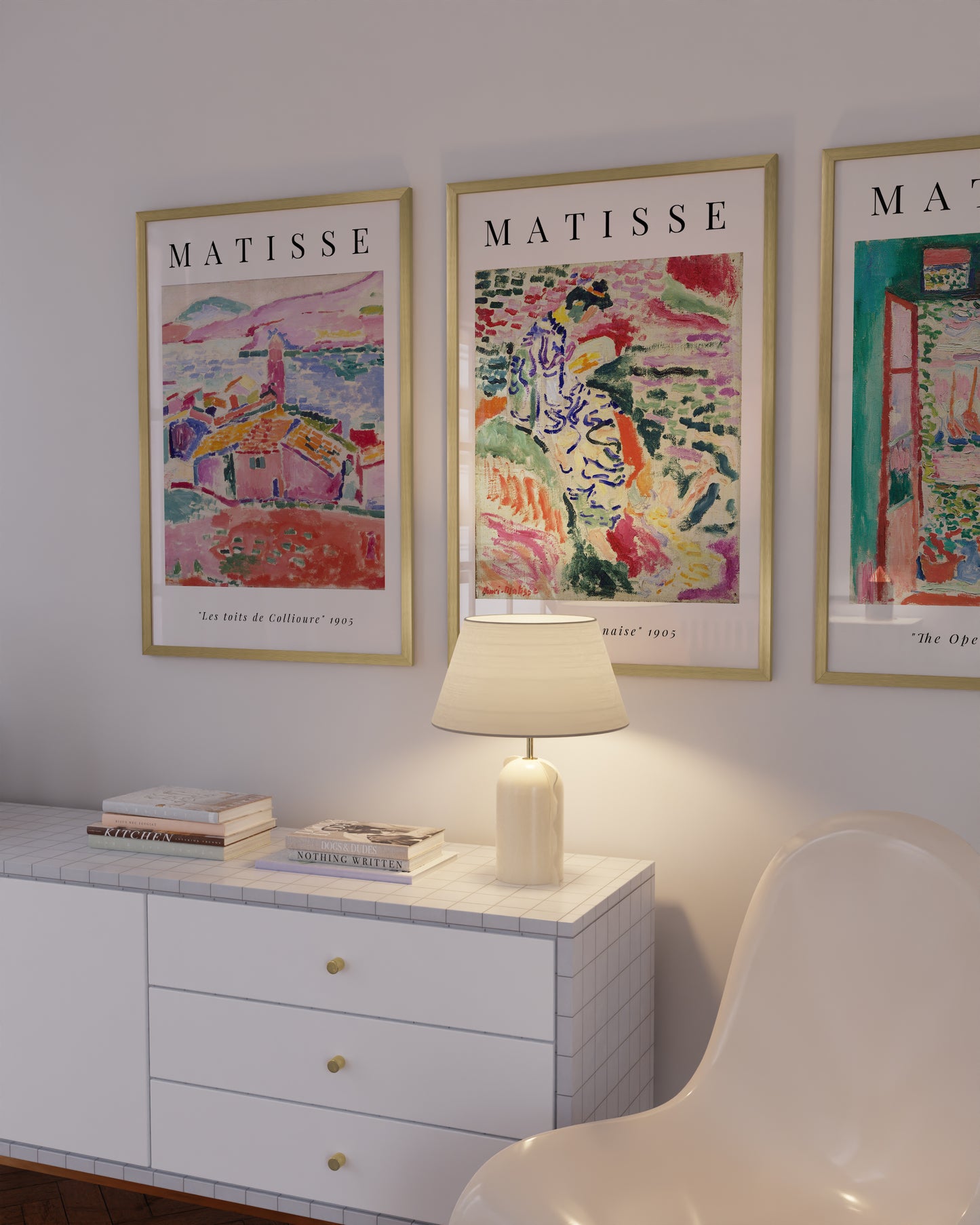 24x36 in, Set of 3, Gold Aluminum