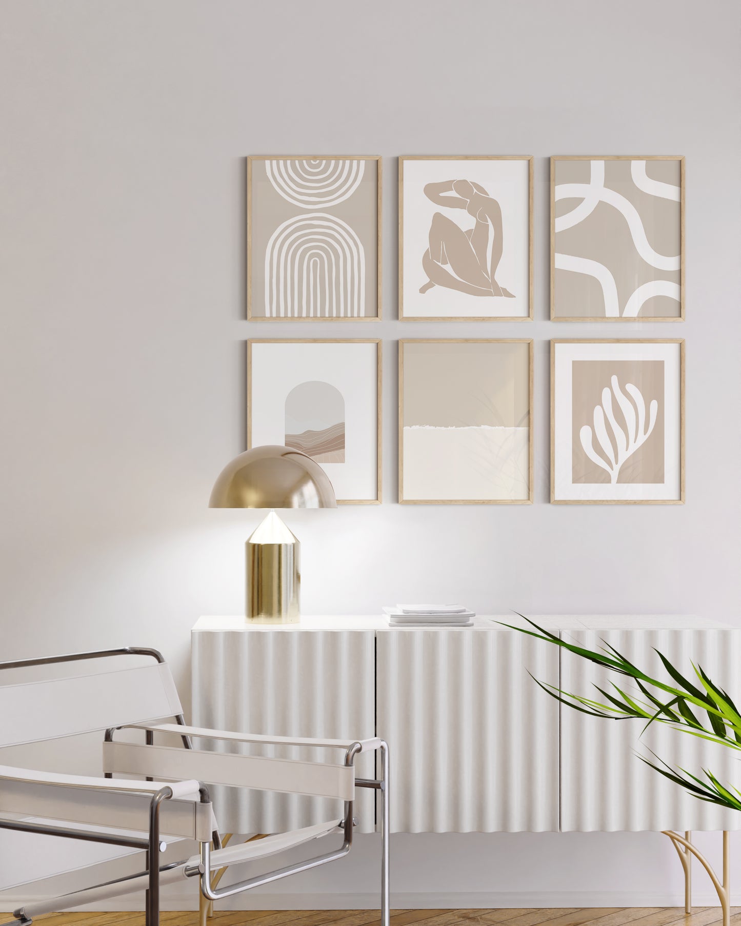 16x20 in, Set of 6, Beige Oak Frame