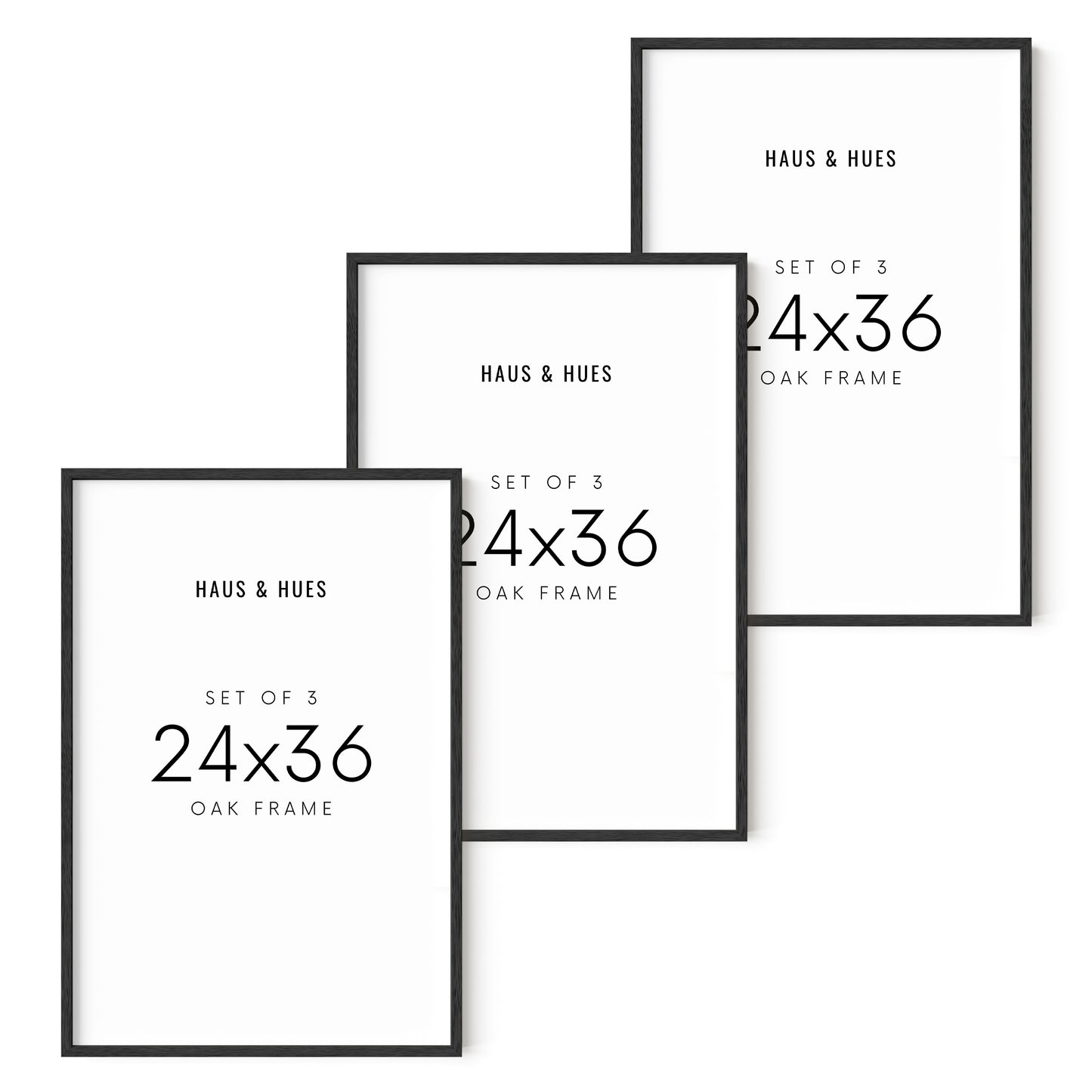 24x36 in, Set of 3, Black Oak Frame