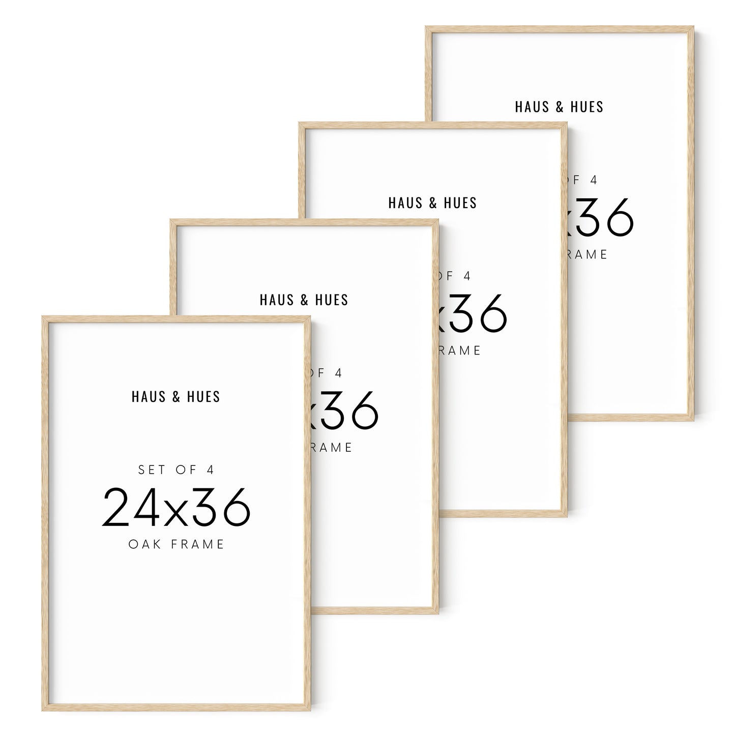 24x36 in, Set of 4, Beige Oak Frame