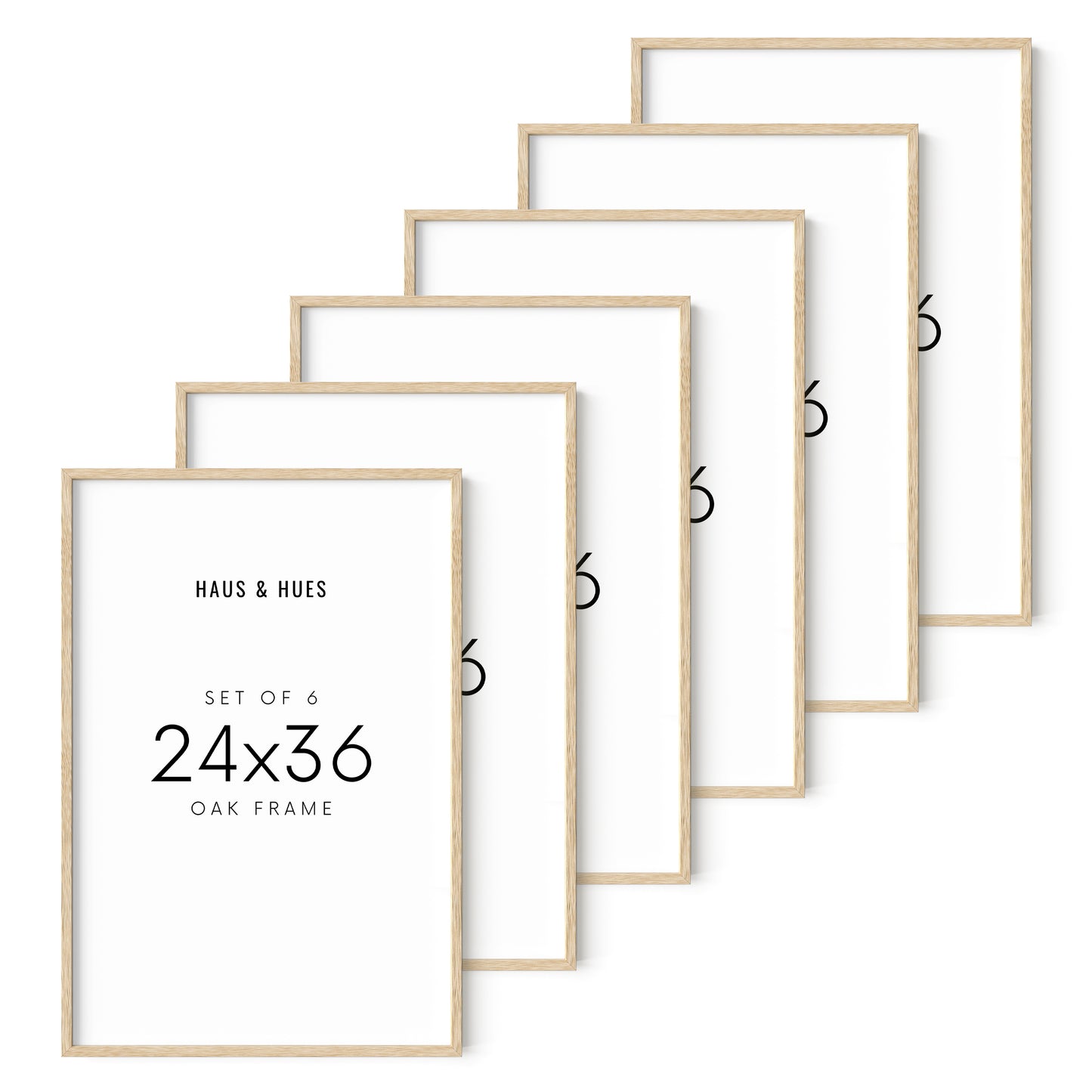 24x36 in, Set of 6, Beige Oak Frame