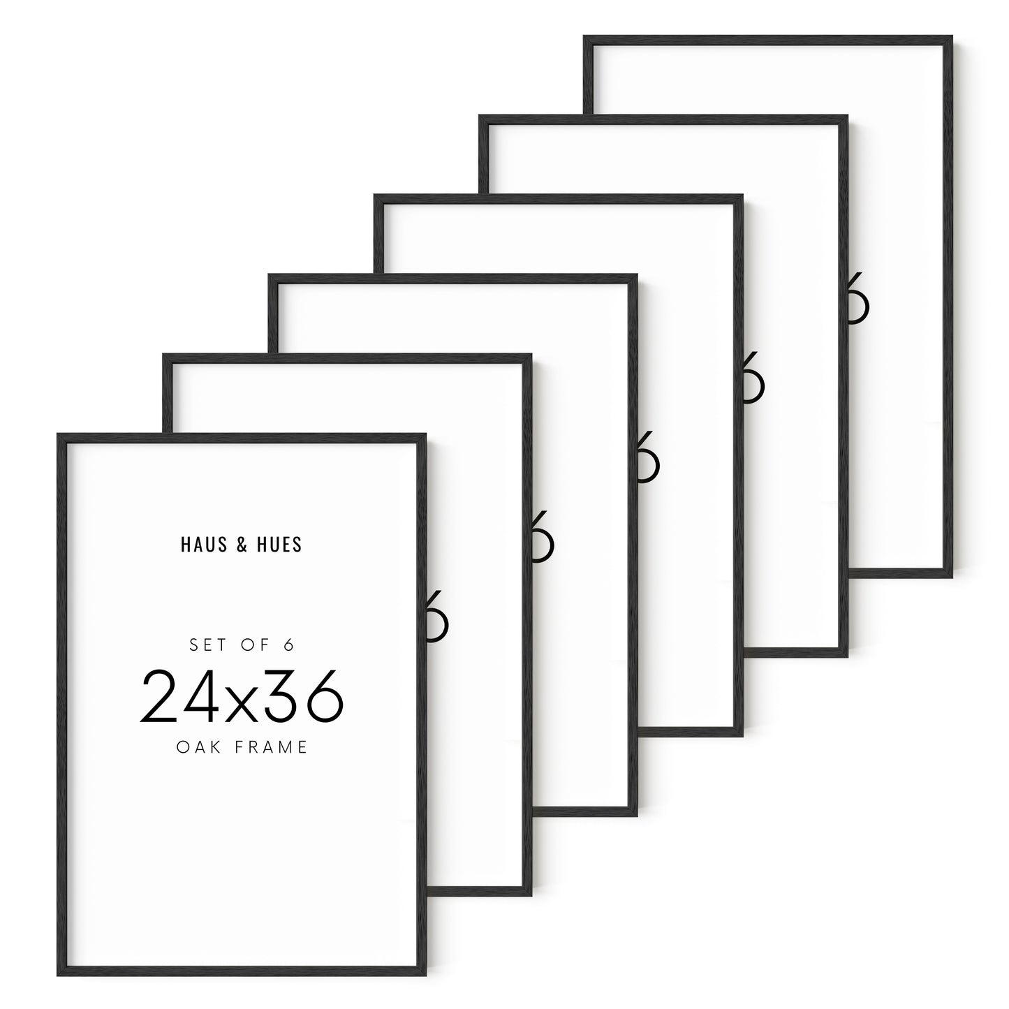 24x36 in, Set of 6, Black Oak Frame