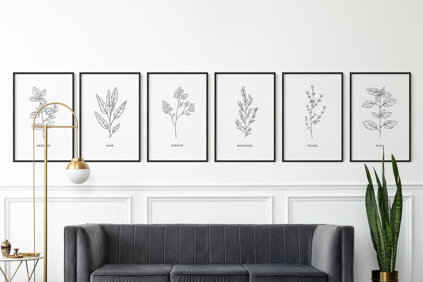 24x36 in, Set of 6, Black Oak Frame
