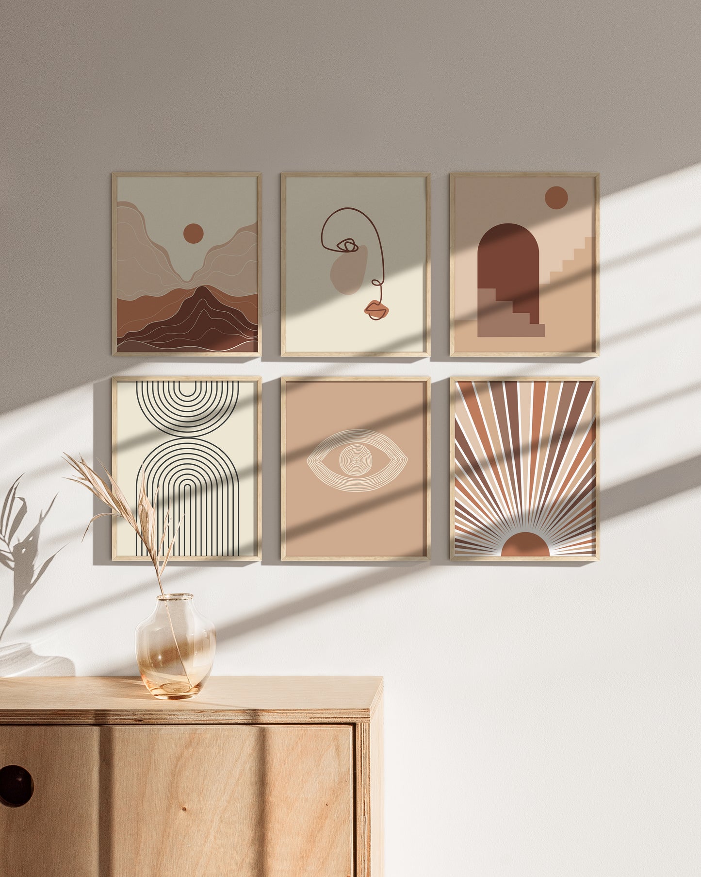 8x10 in, Set of 6, Beige Oak Frame