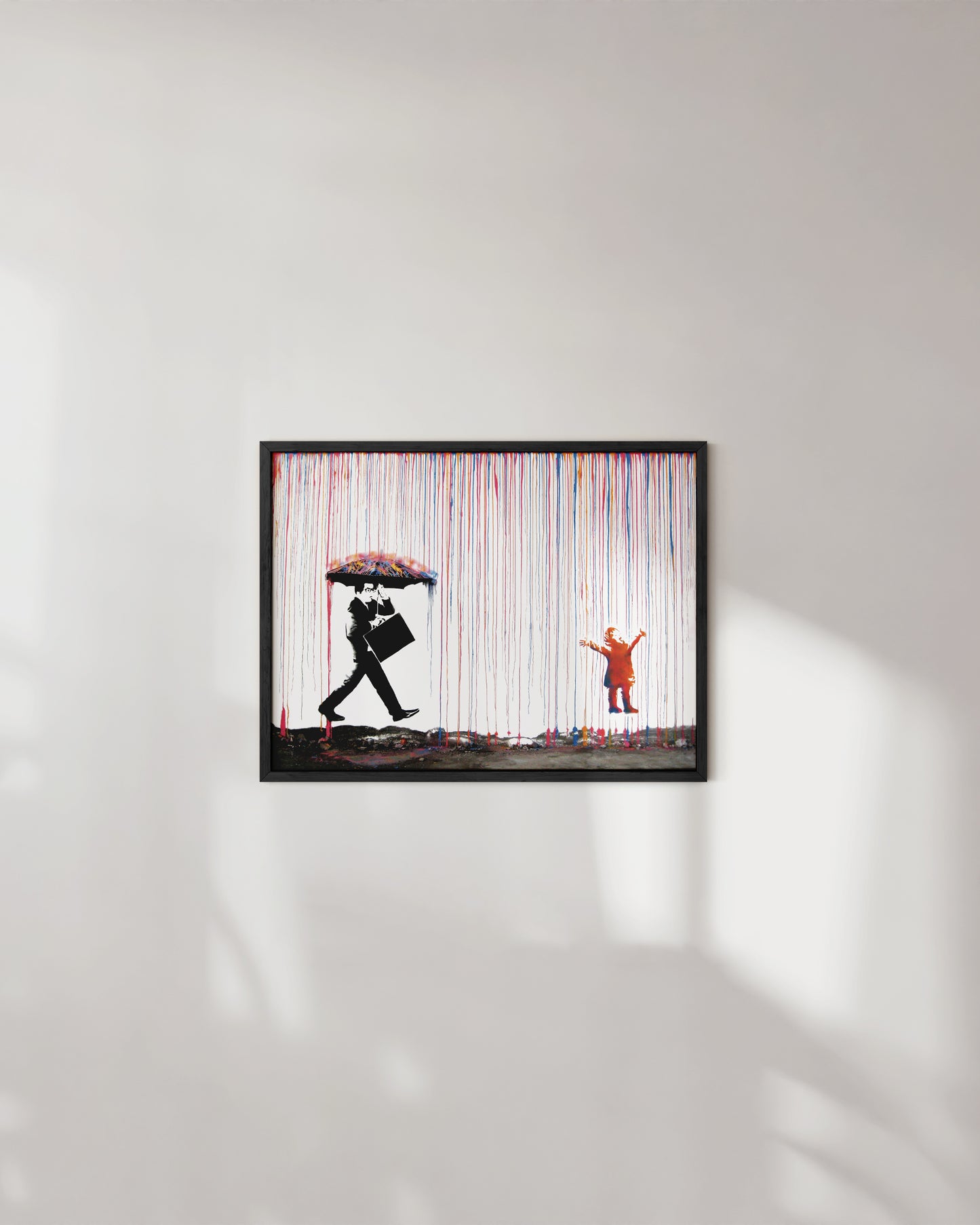 Banksy colorful rain