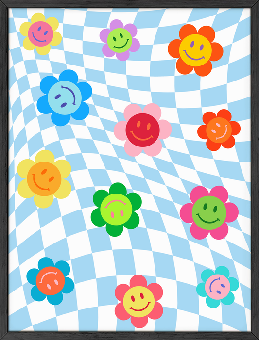 Checkerboard smiling daisies