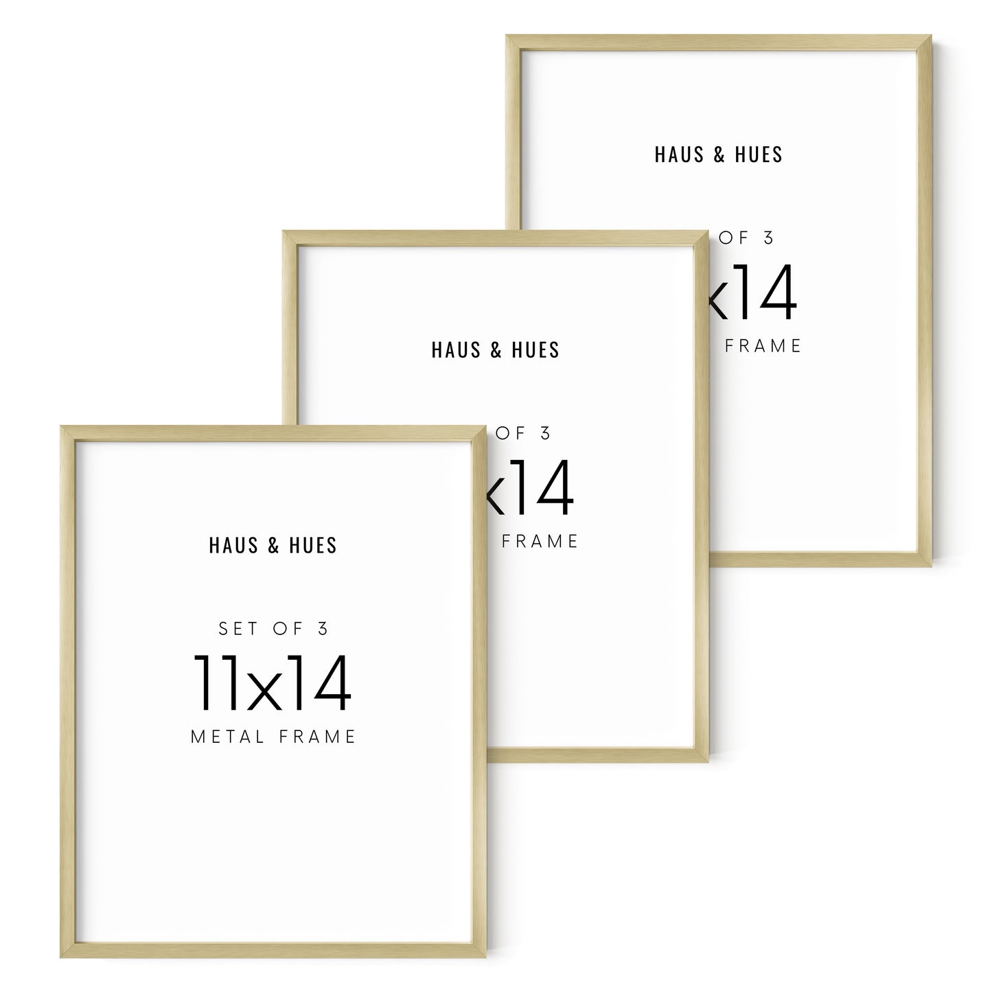 11x14 in, Set of 3, Gold Aluminum