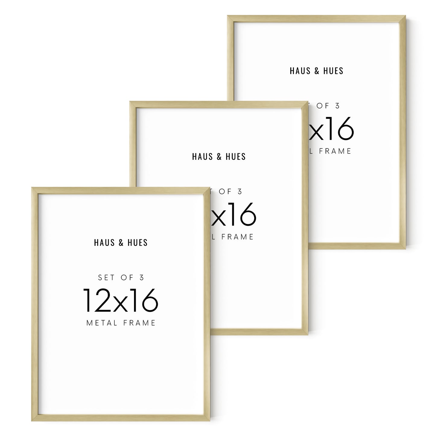 12x16 in, Set of 3, Gold Aluminum