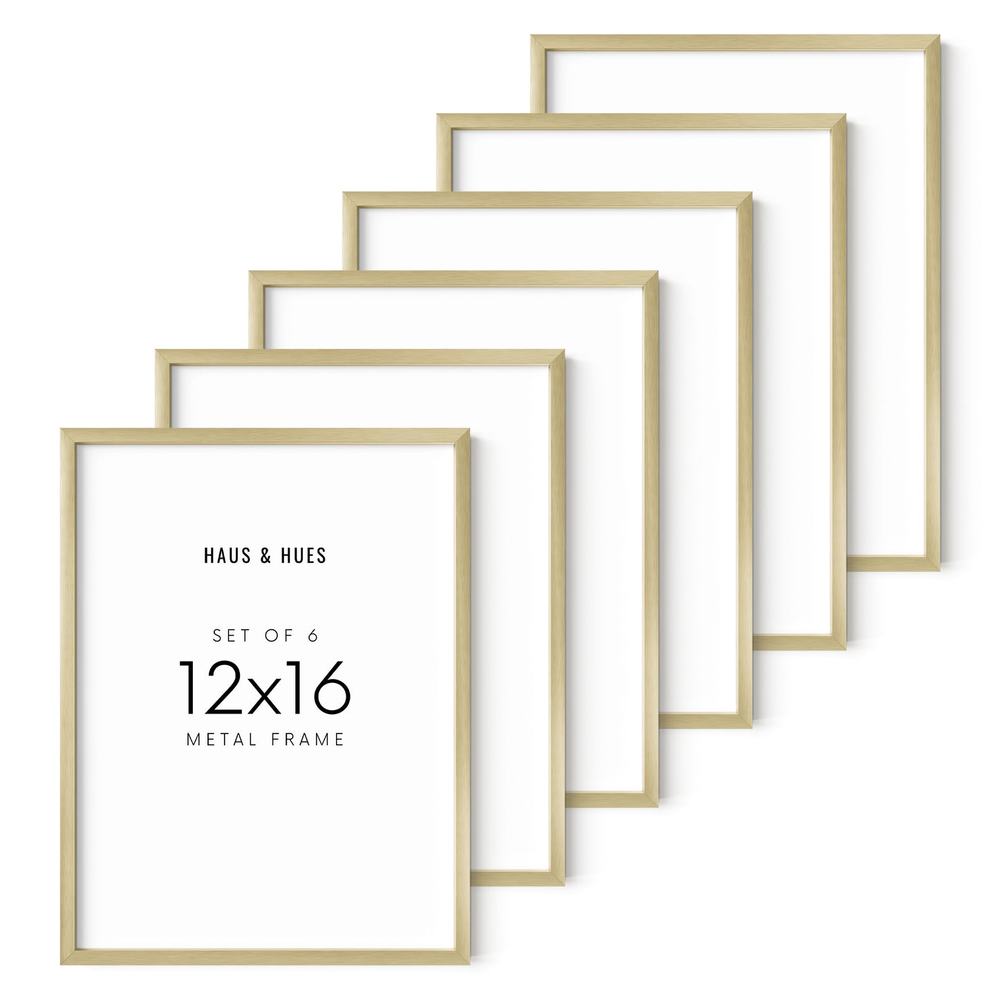 12x16 in, Set of 6, Gold Aluminum