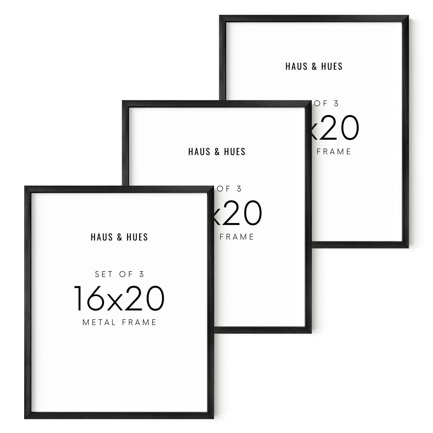 16x20 in, Set of 3, Black Aluminum
