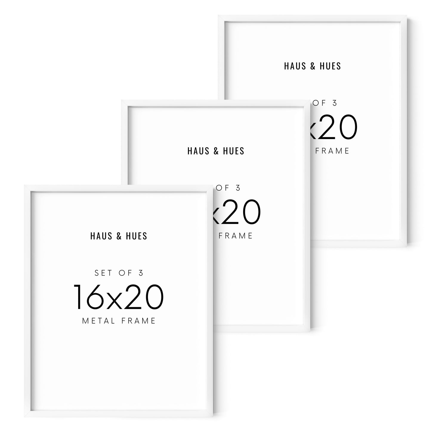 16x20 in, Set of 3, White Aluminum