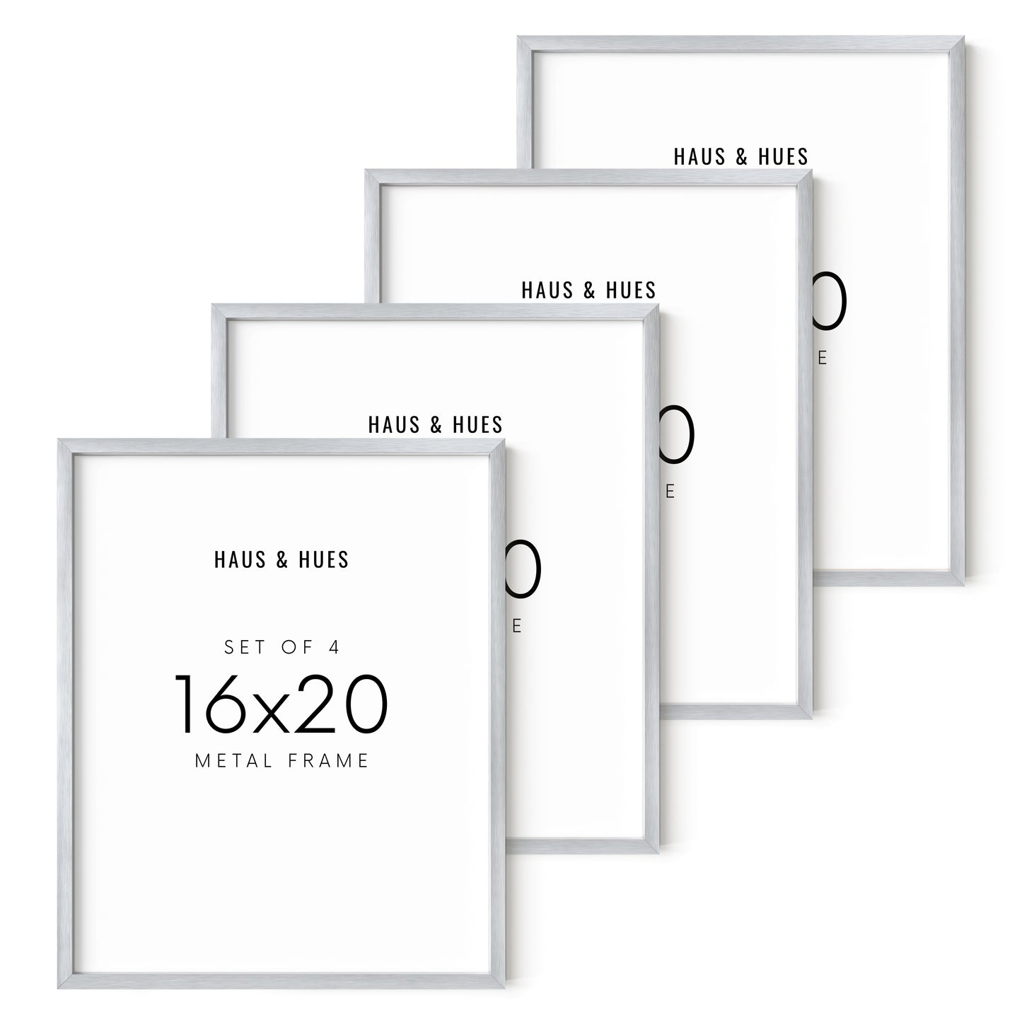 16x20 in, Set of 4, Silver Aluminum