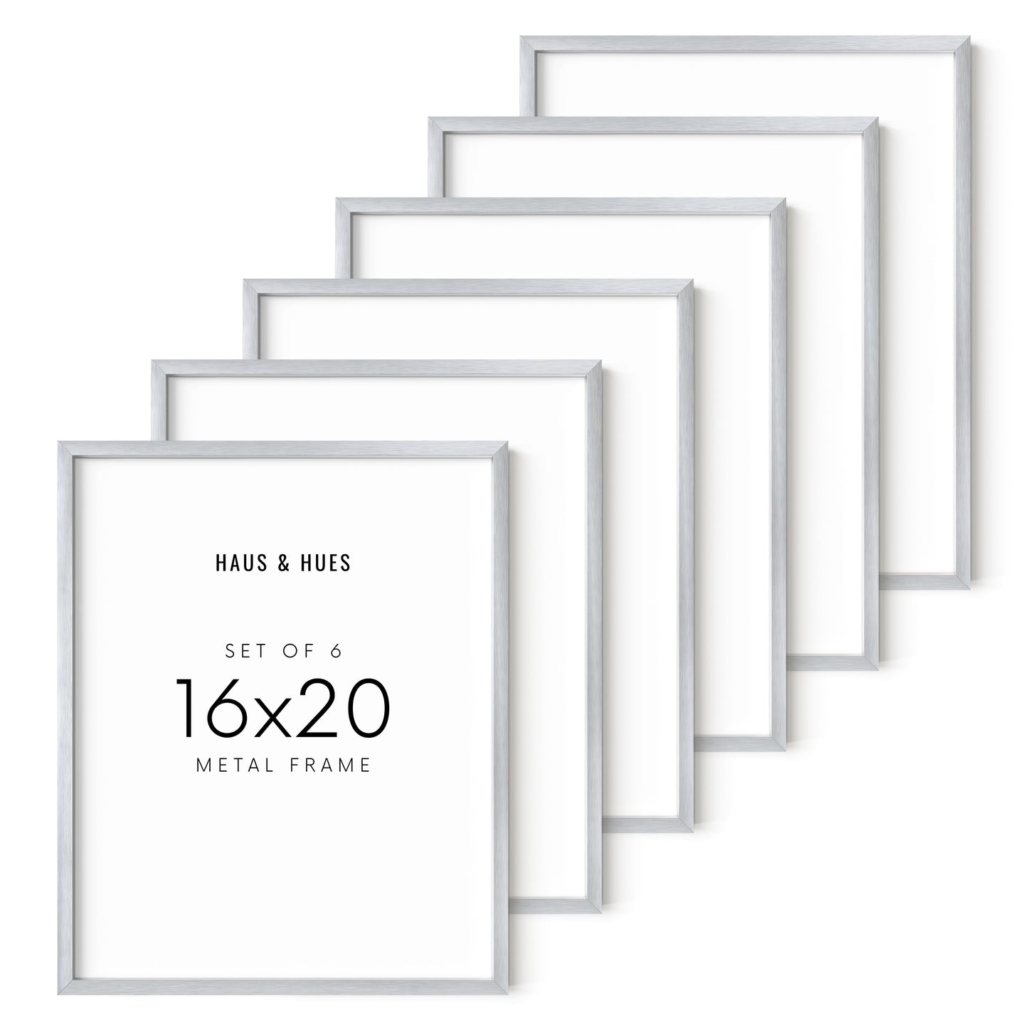 16x20 in, Set of 6, Silver Aluminum