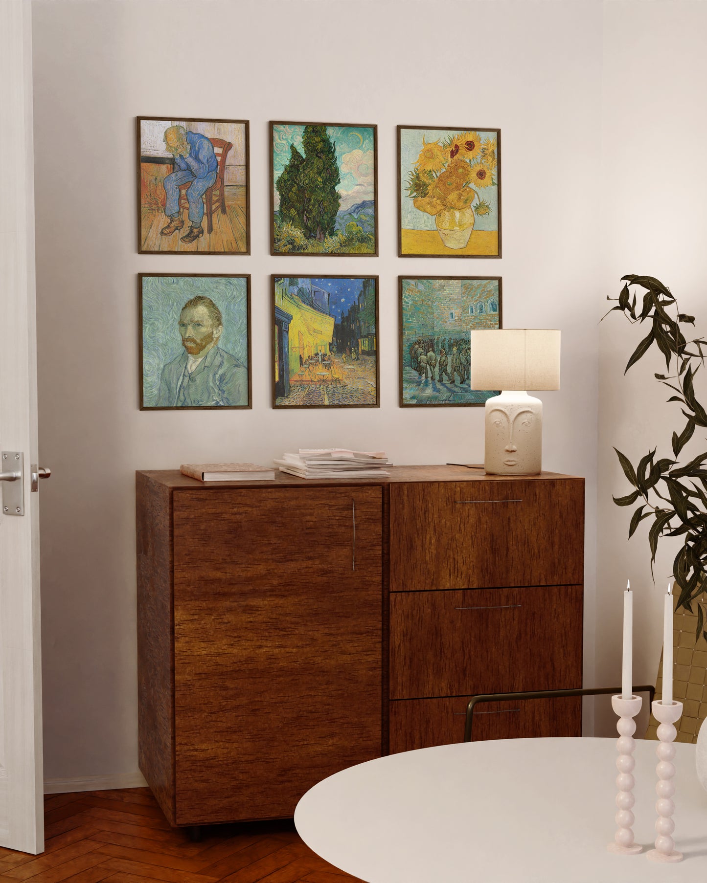 11x14 in, Set of 6, Walnut Oak Frame