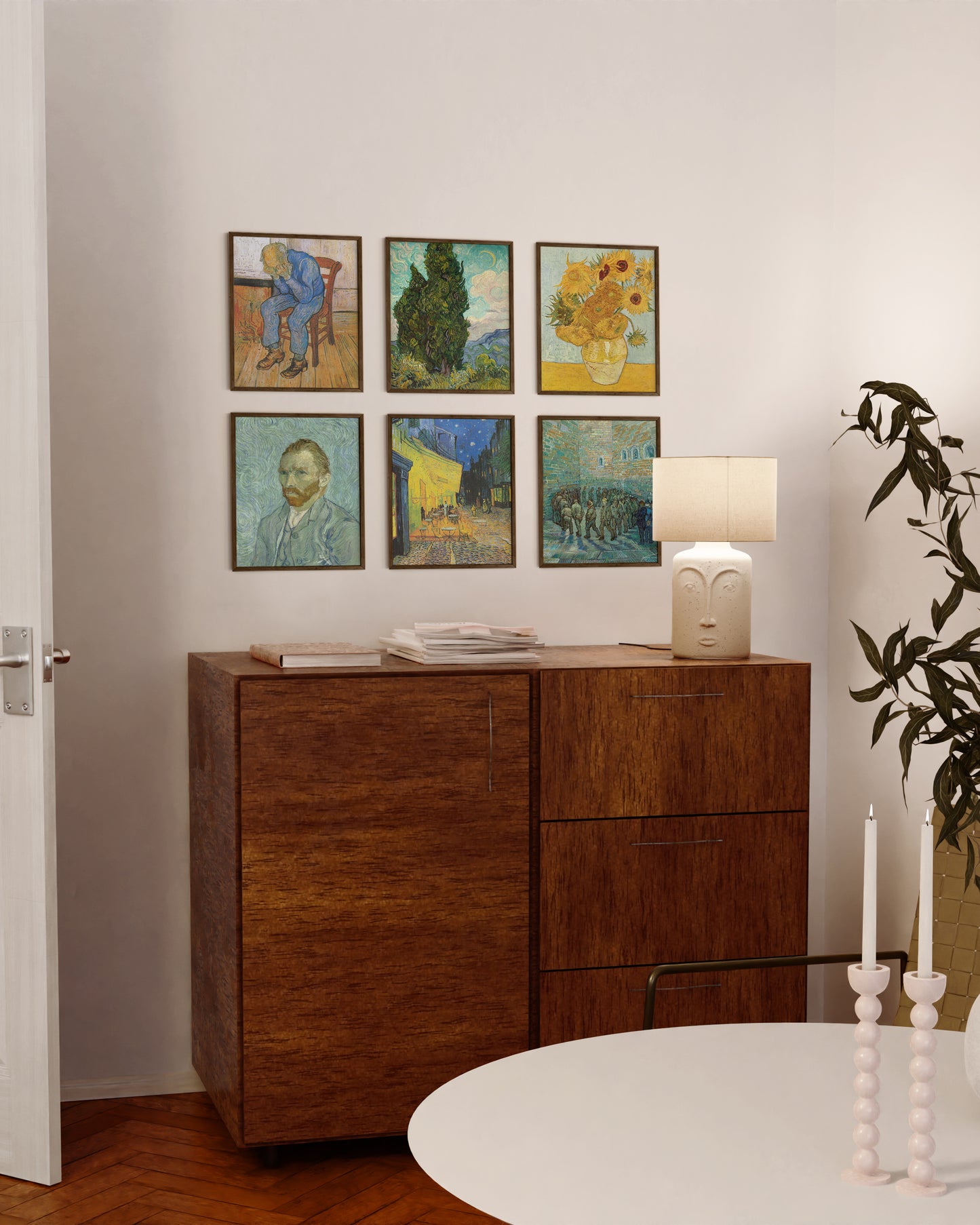8x10 in, Set of 6, Walnut Oak Frame