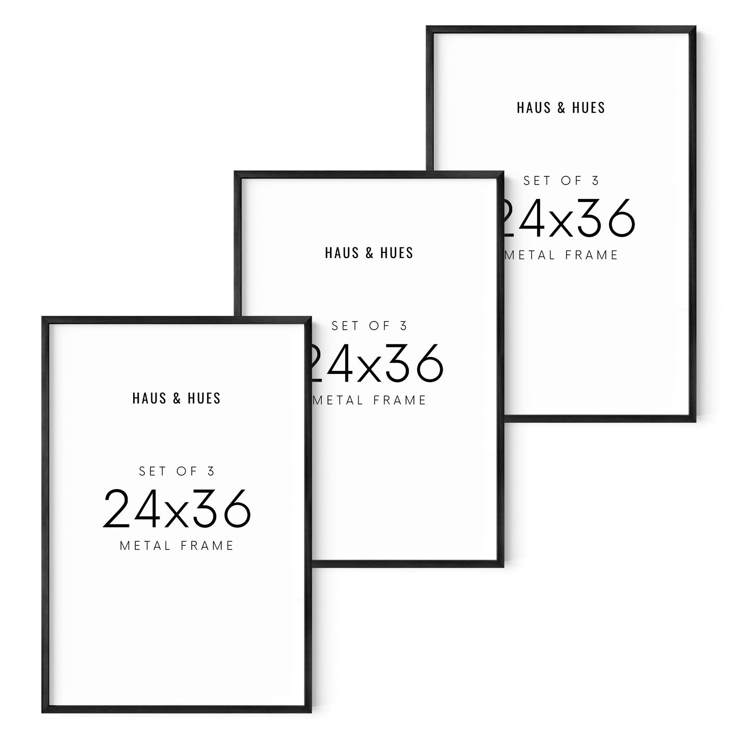 24x36 in, Set of 3, Black Aluminum