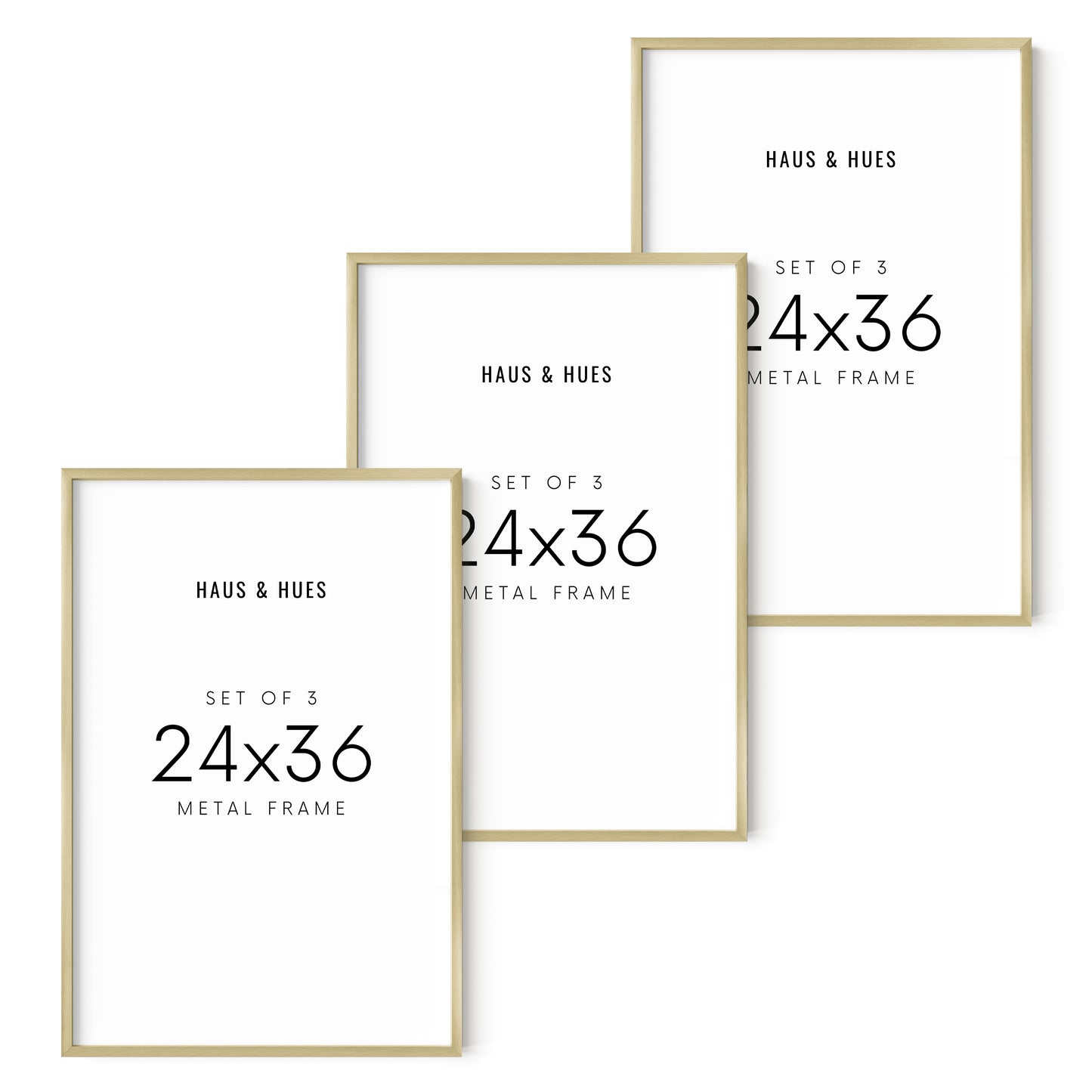 24x36 in, Set of 3, Gold Aluminum