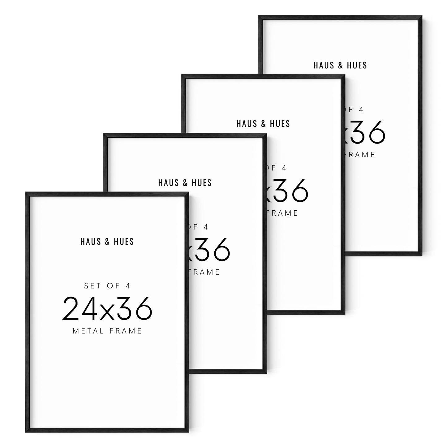 24x36 in, Set of 4, Black Aluminum