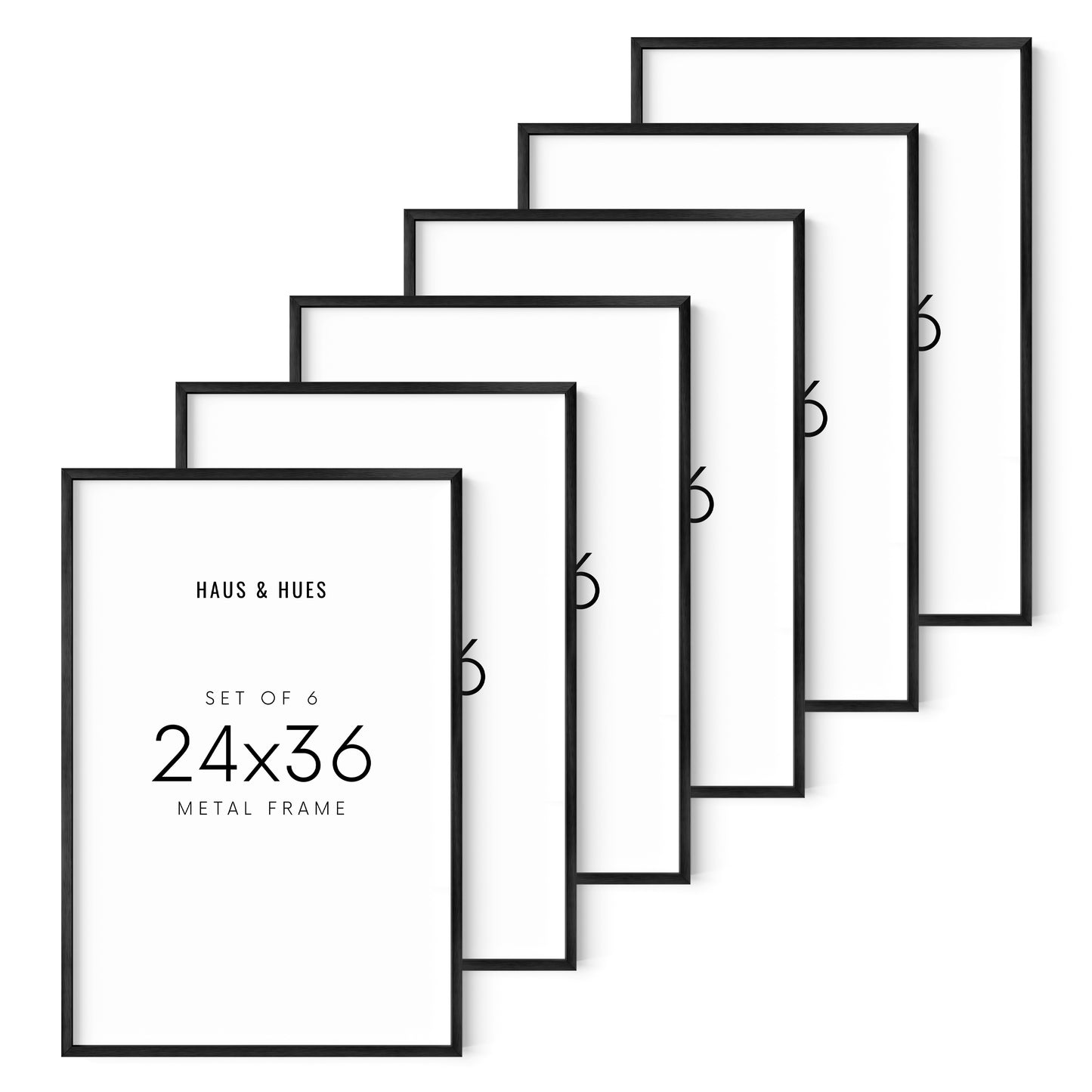 24x36 in, Set of 6, Black Aluminum