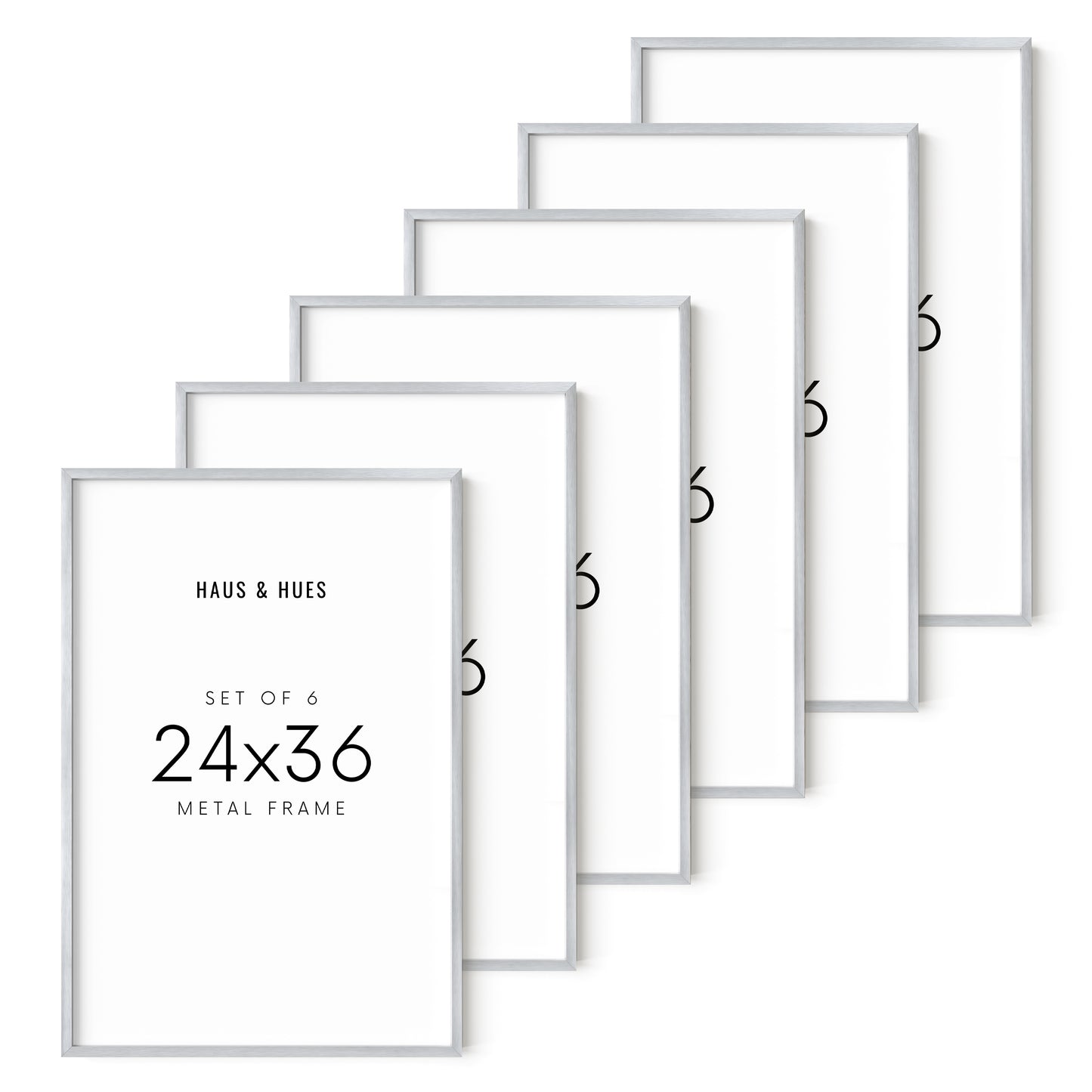 24x36 in, Set of 6, Silver Aluminum