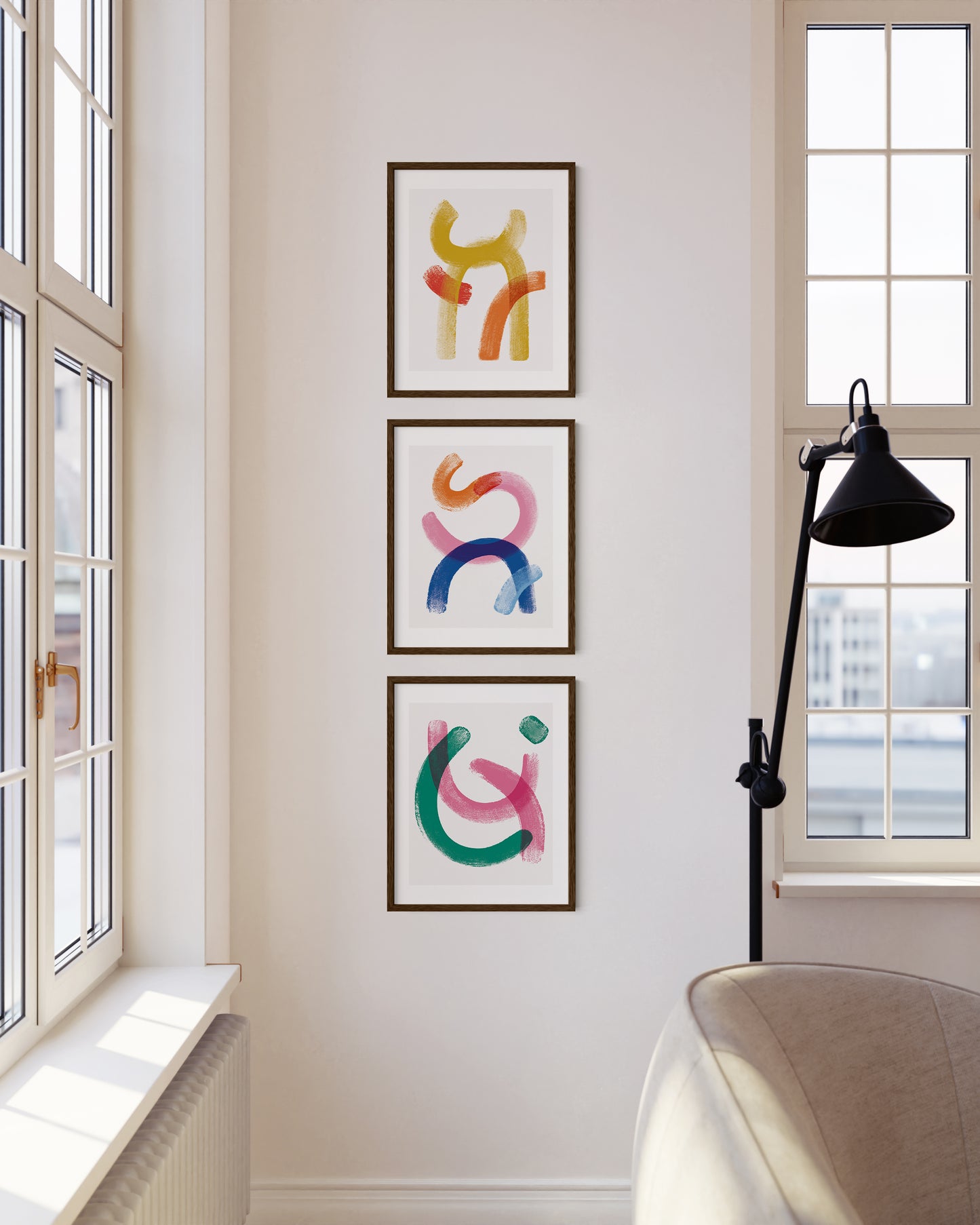 11x14 in, Set of 3, Walnut Oak Frame