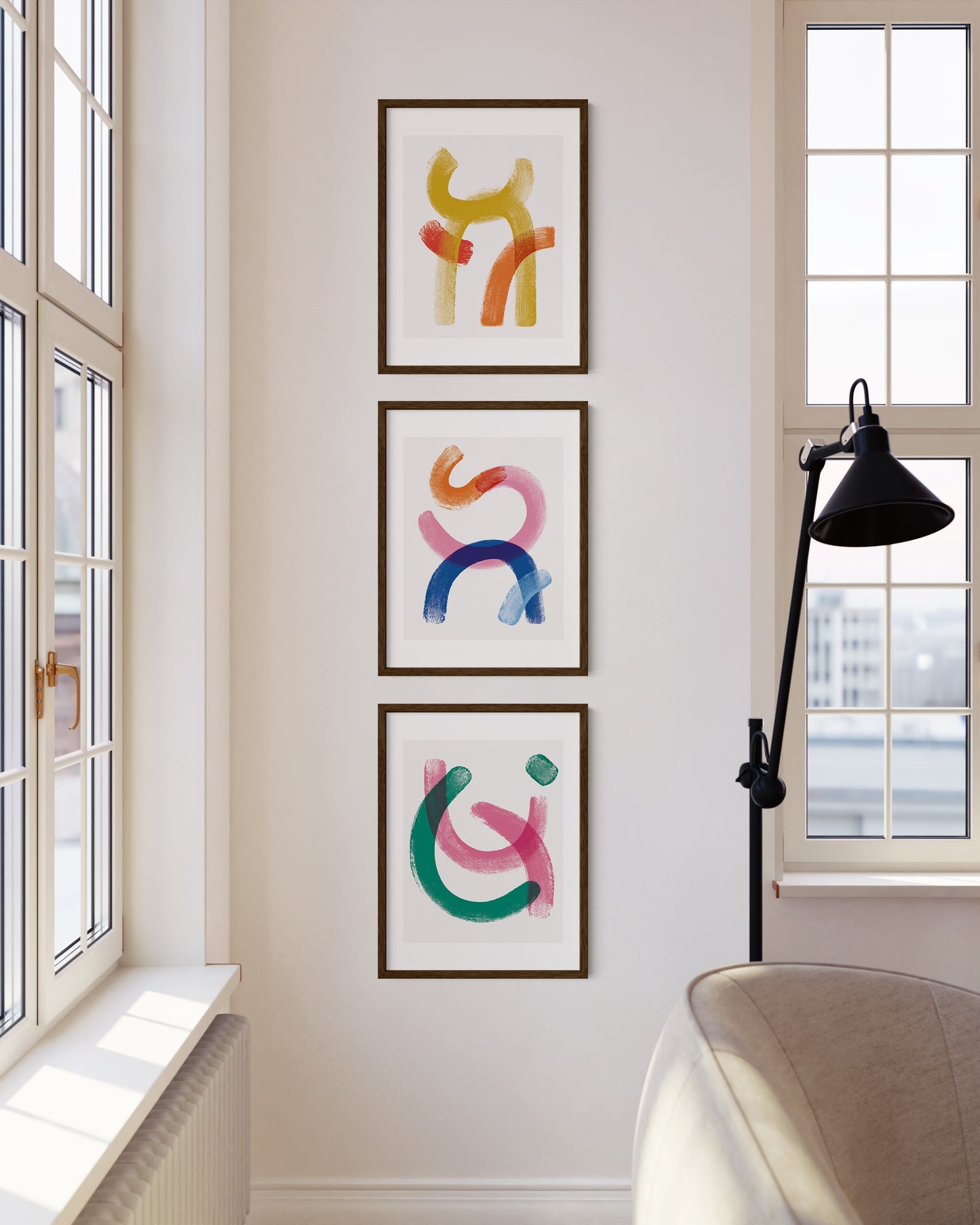 12x16 in, Set of 3, Walnut Oak Frame