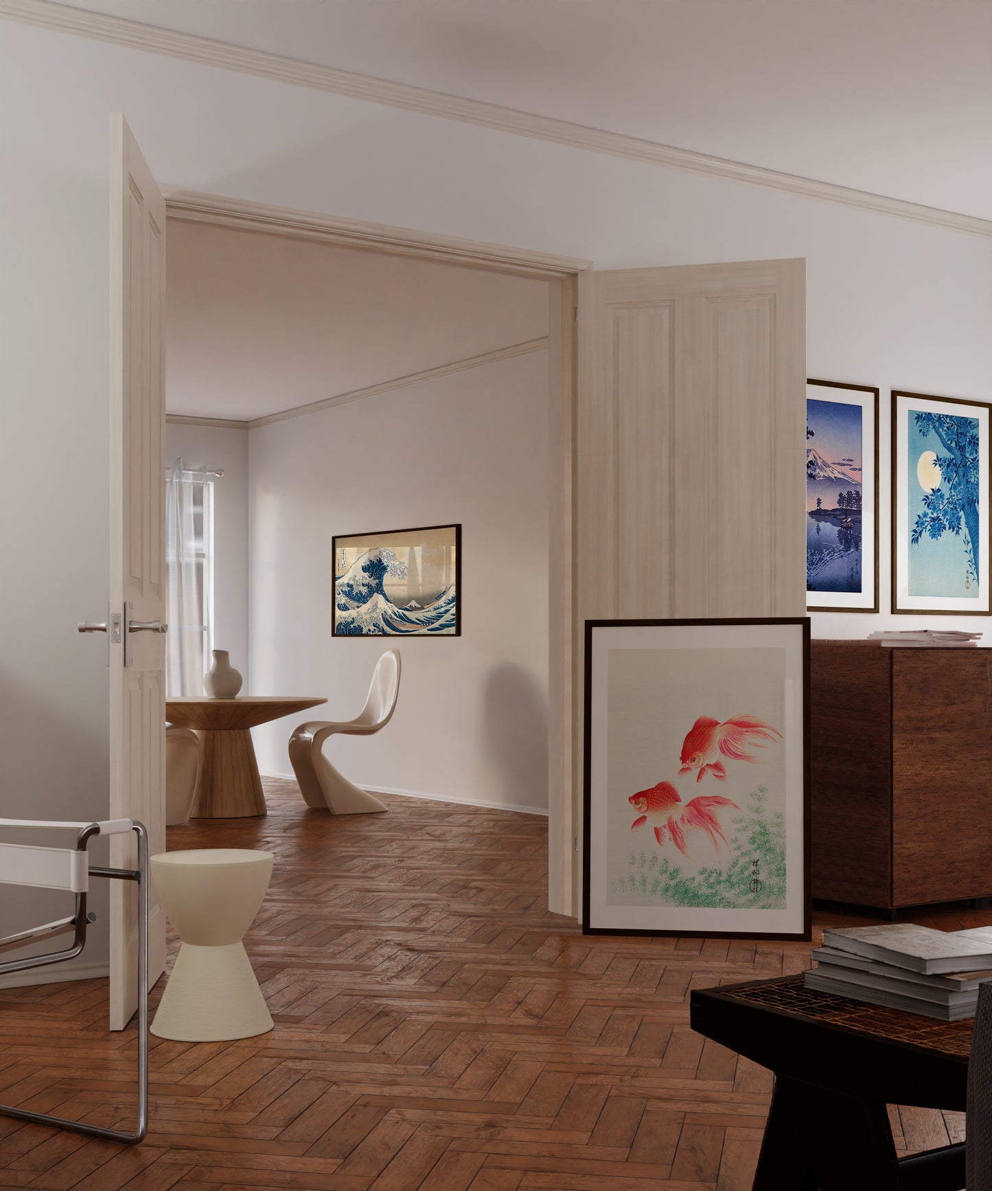 24x36 in, Set of 4, Walnut Oak Frame