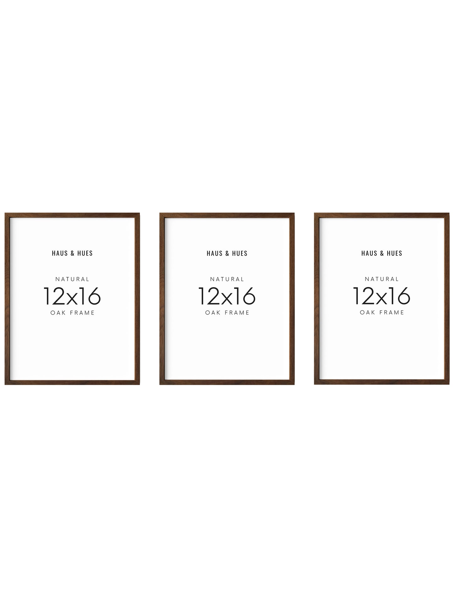 12x16 in, Set of 3, Walnut Oak Frame