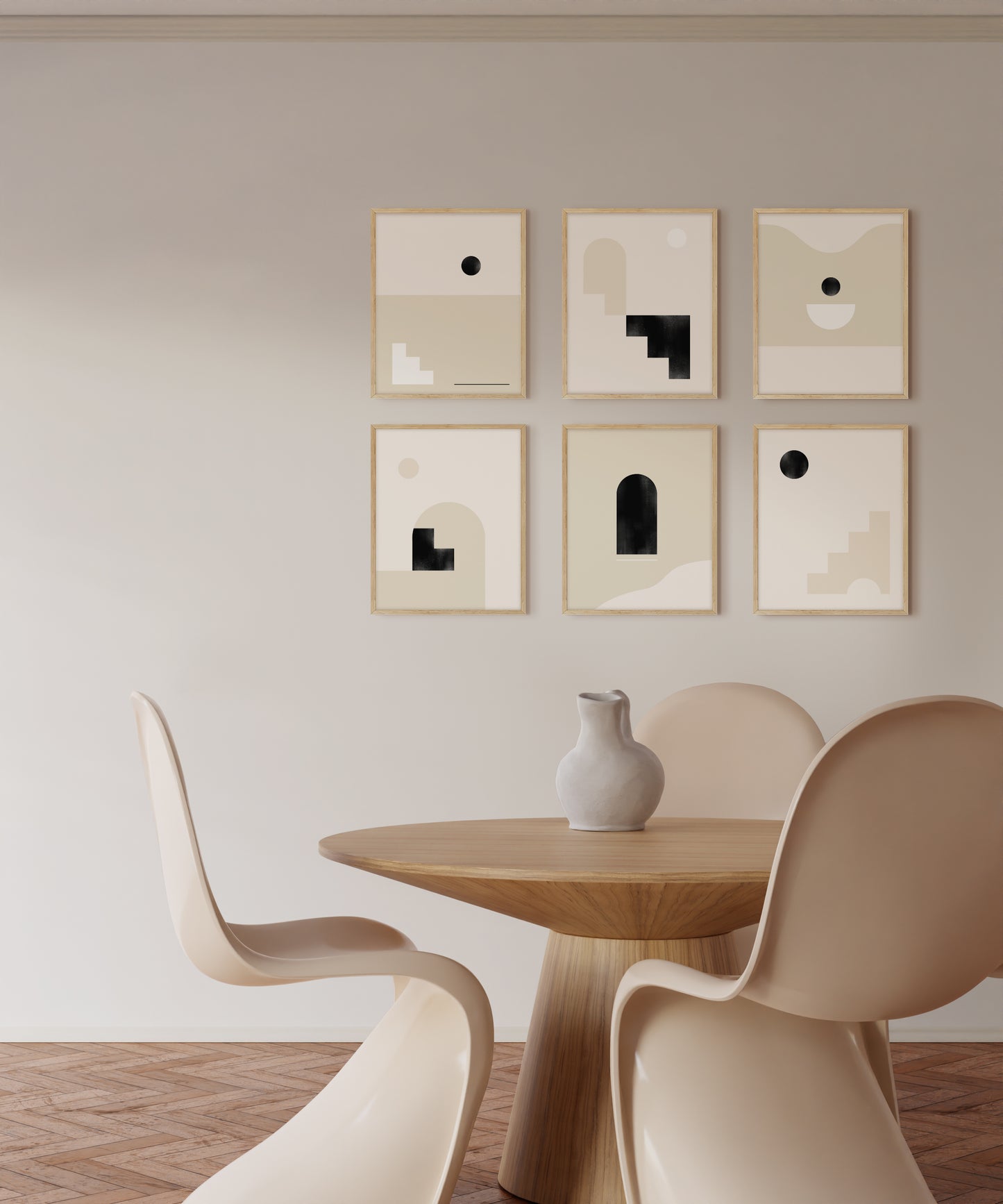 11x14 in, Set of 6, Beige Oak Frame