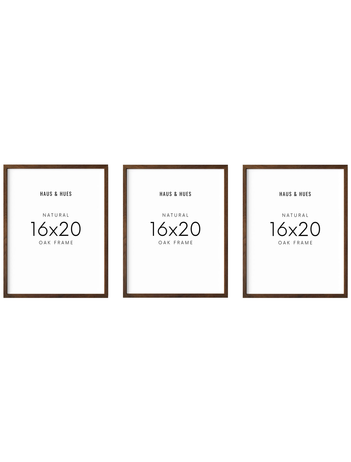 16x20 in, Set of 3, Walnut Oak Frame
