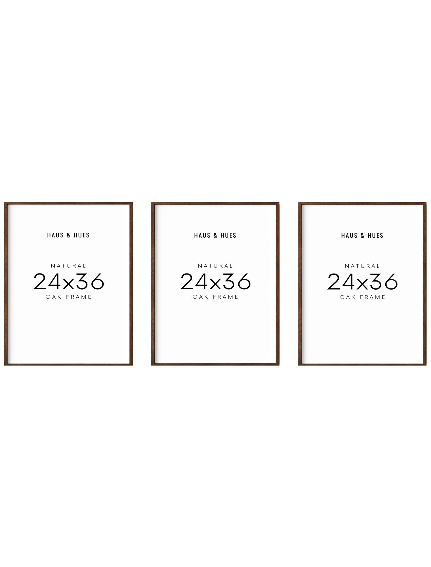 24x36 in, Set of 3, Walnut Oak Frame