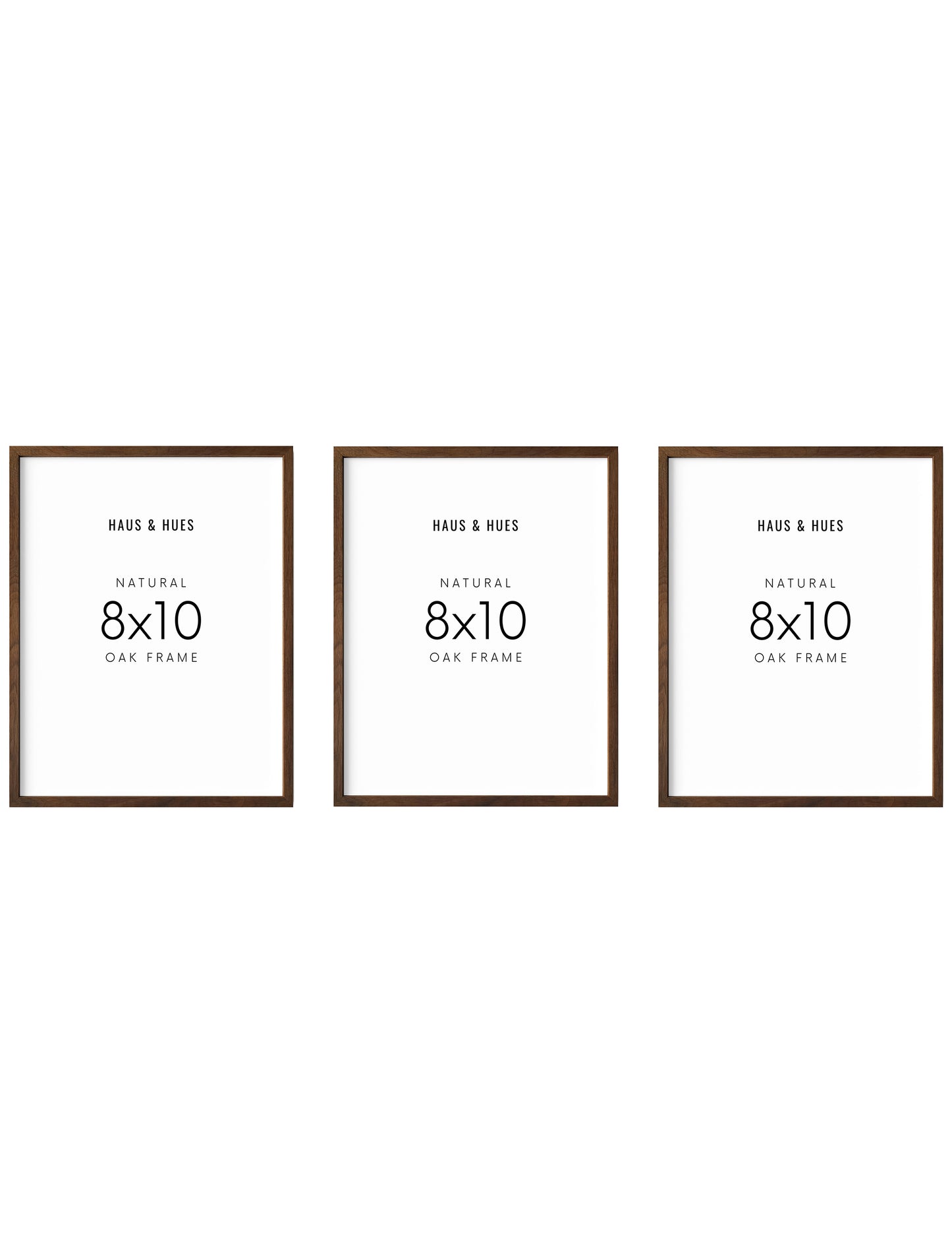 8x10 in, Set of 3, Walnut Oak Frame