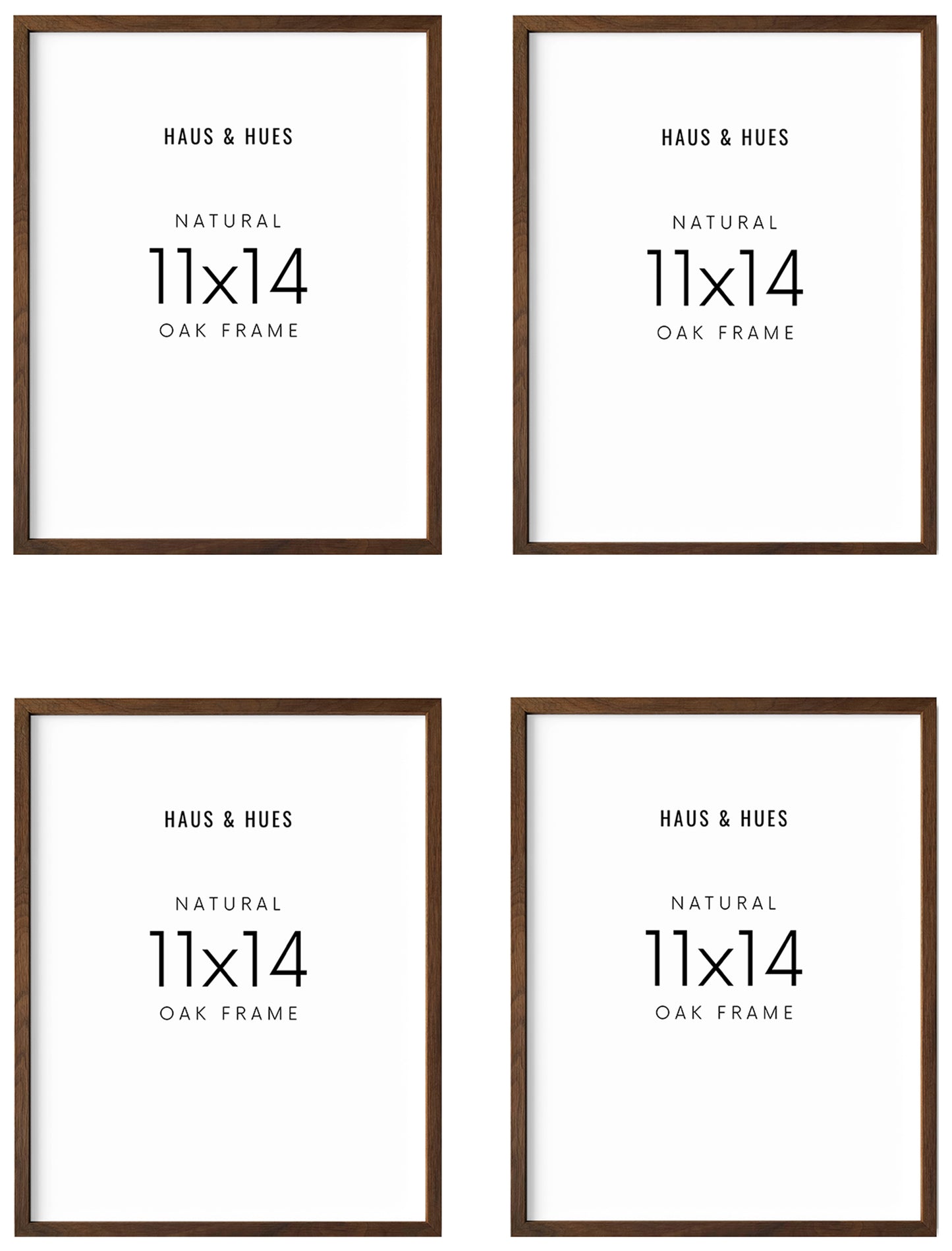 11x14 in, Set of 4, Walnut Oak Frame