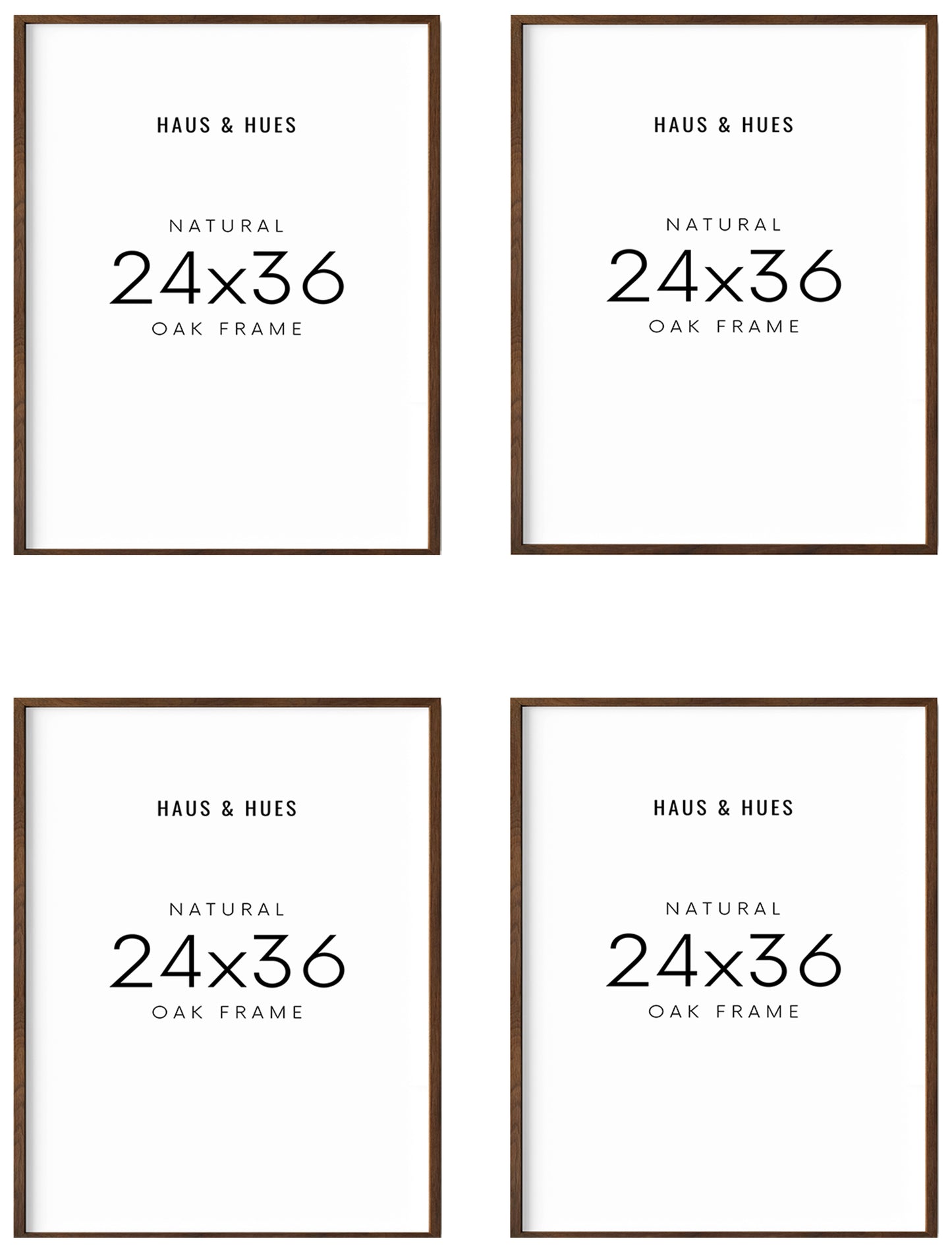 24x36 in, Set of 4, Walnut Oak Frame