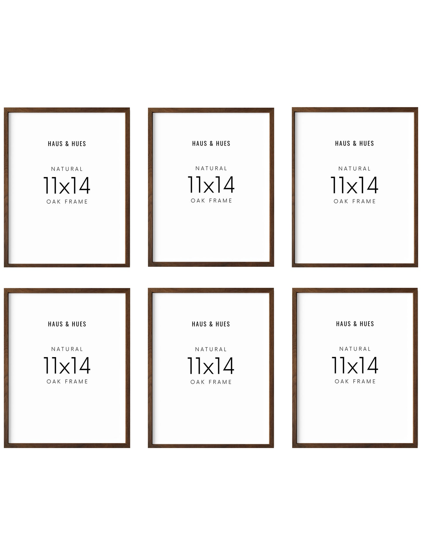 11x14 in, Set of 6, Walnut Oak Frame